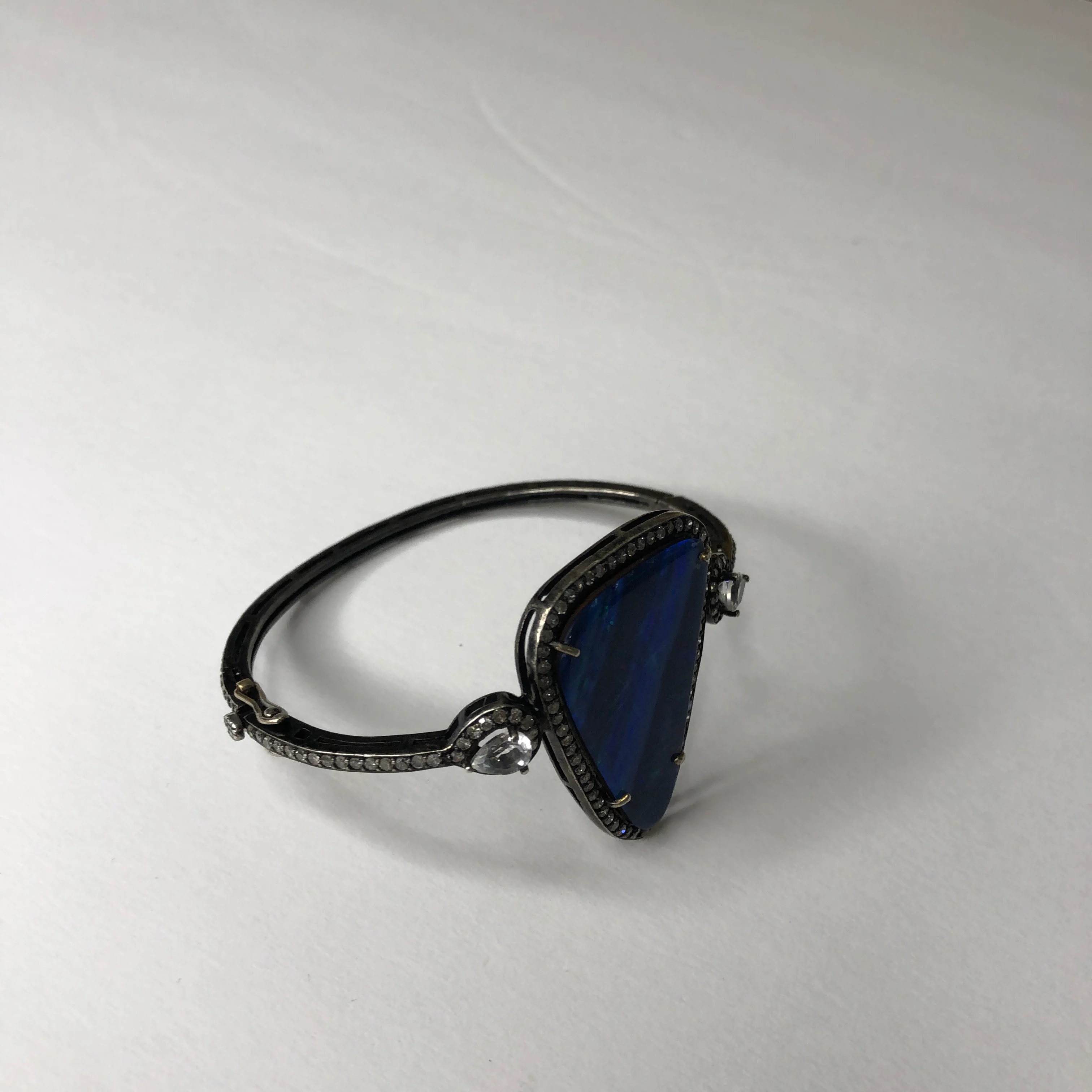 Boulder Opal And Genuine Diamond Hinge Bracelet - Image 12