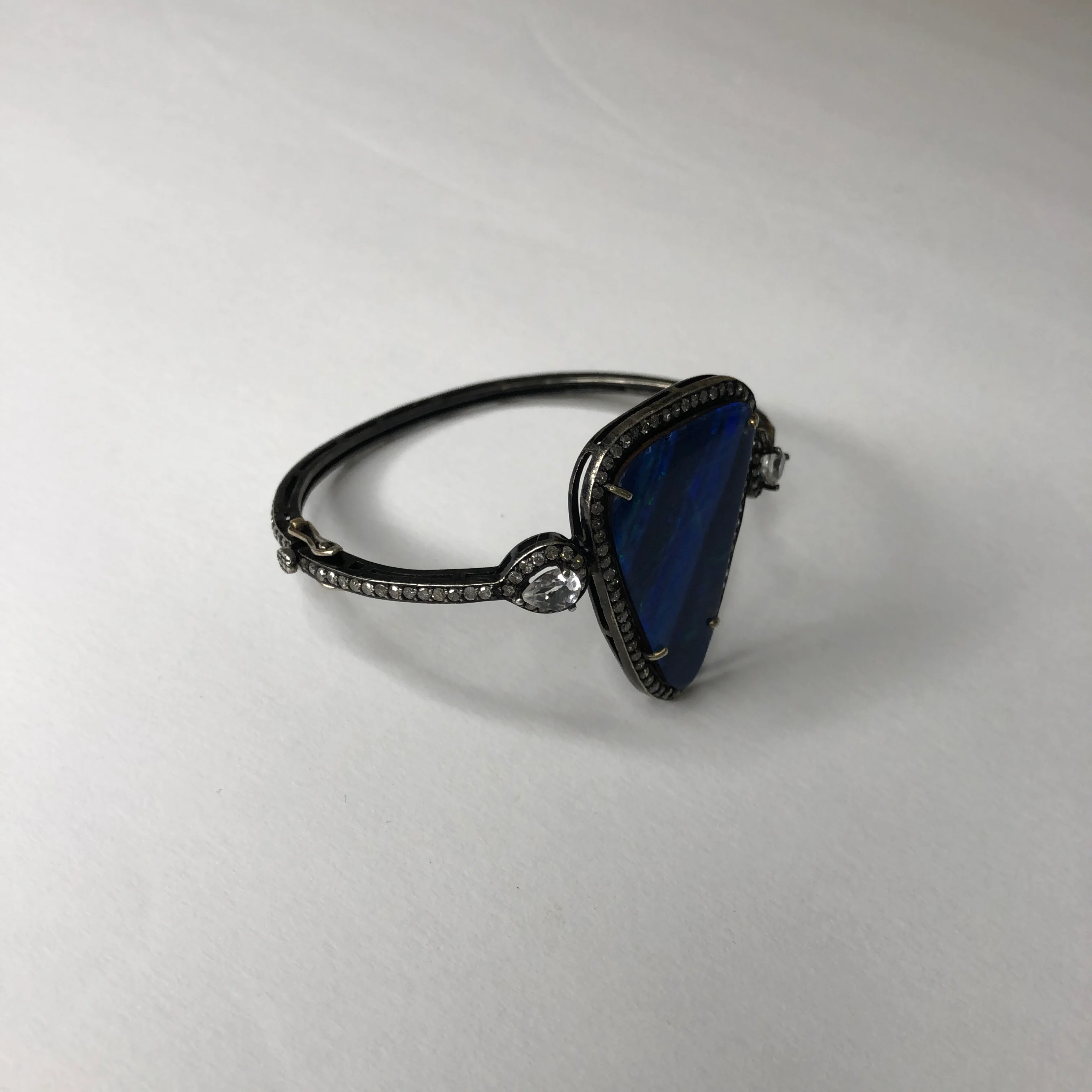 Boulder Opal And Genuine Diamond Hinge Bracelet - Image 4