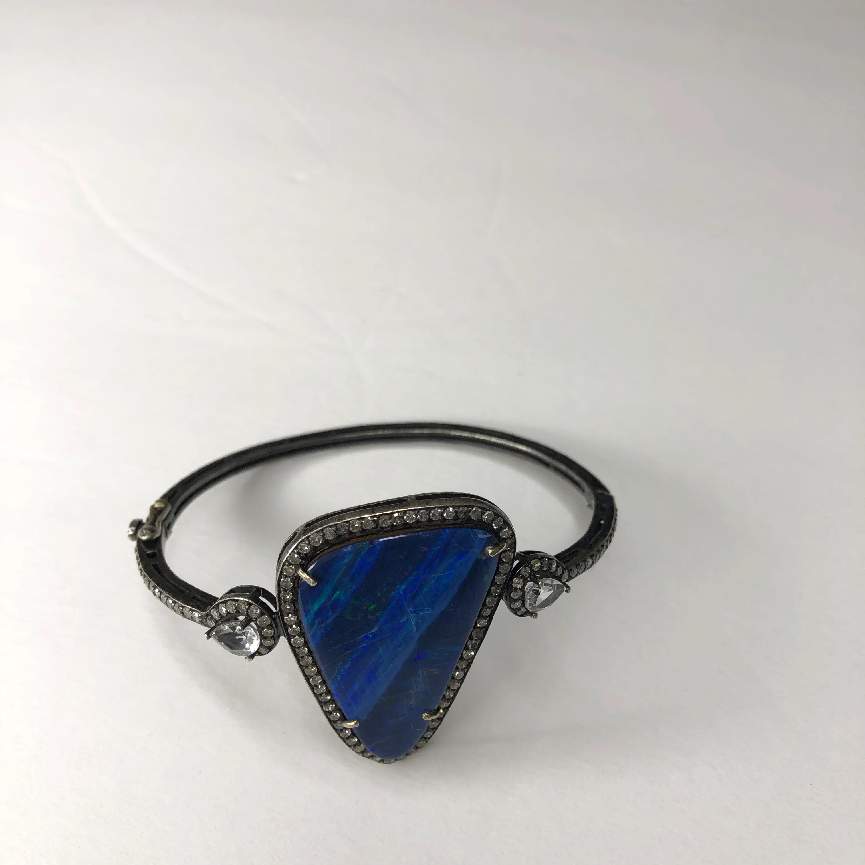 Boulder Opal And Genuine Diamond Hinge Bracelet - Image 9