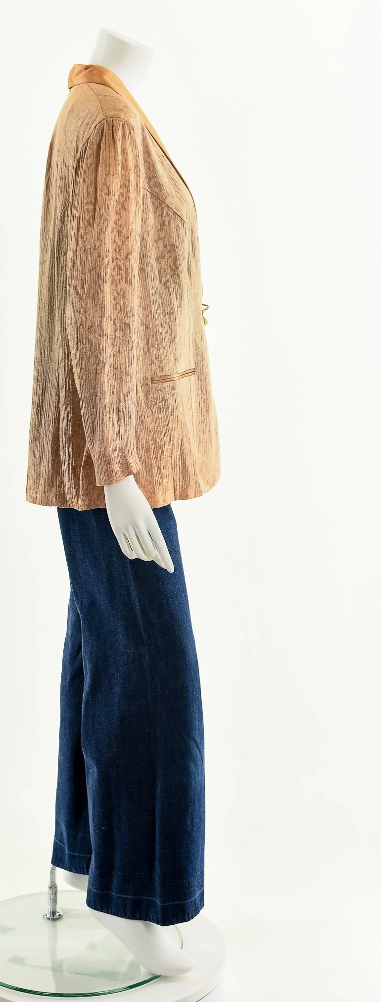 Blush Pink Brocade Satin Tuxedo Robe Jacket - Image 5