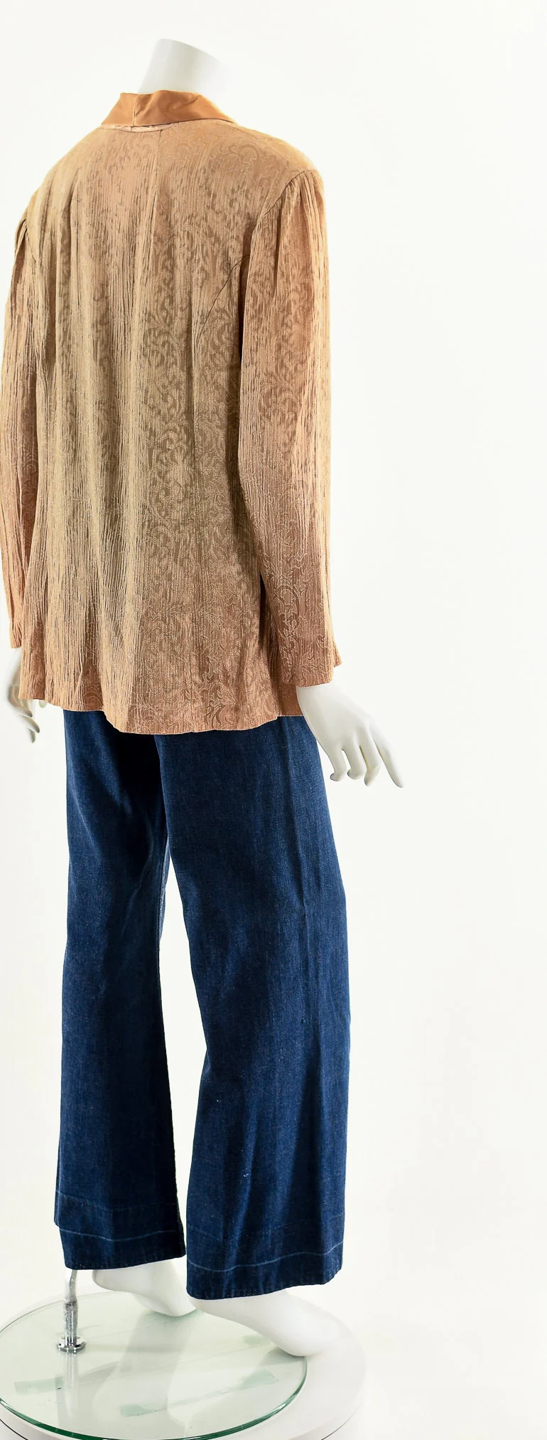 Blush Pink Brocade Satin Tuxedo Robe Jacket - Image 6