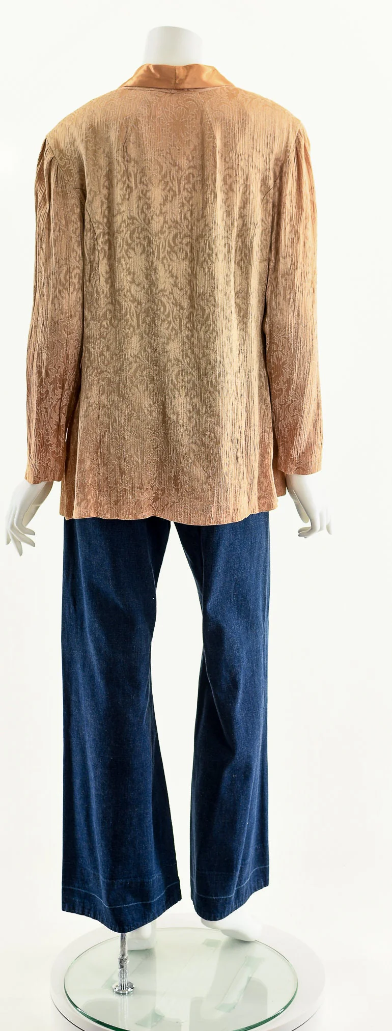 Blush Pink Brocade Satin Tuxedo Robe Jacket - Image 7