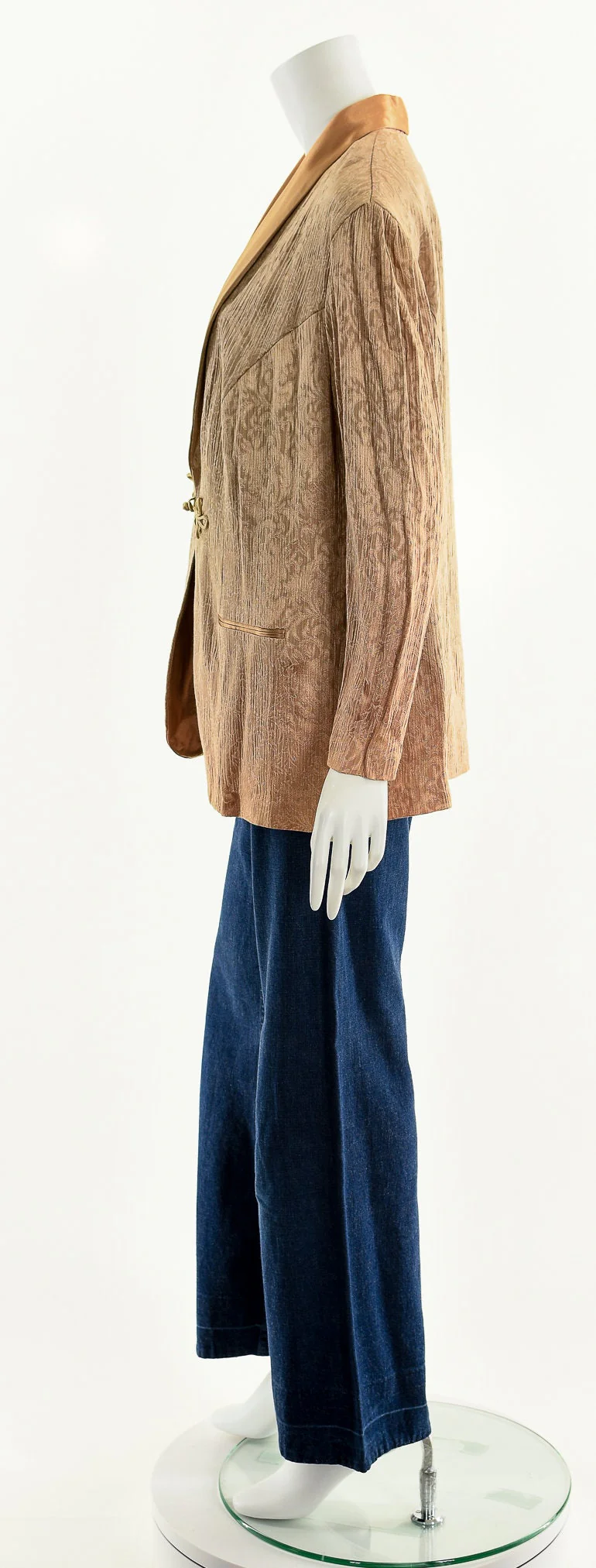Blush Pink Brocade Satin Tuxedo Robe Jacket - Image 9