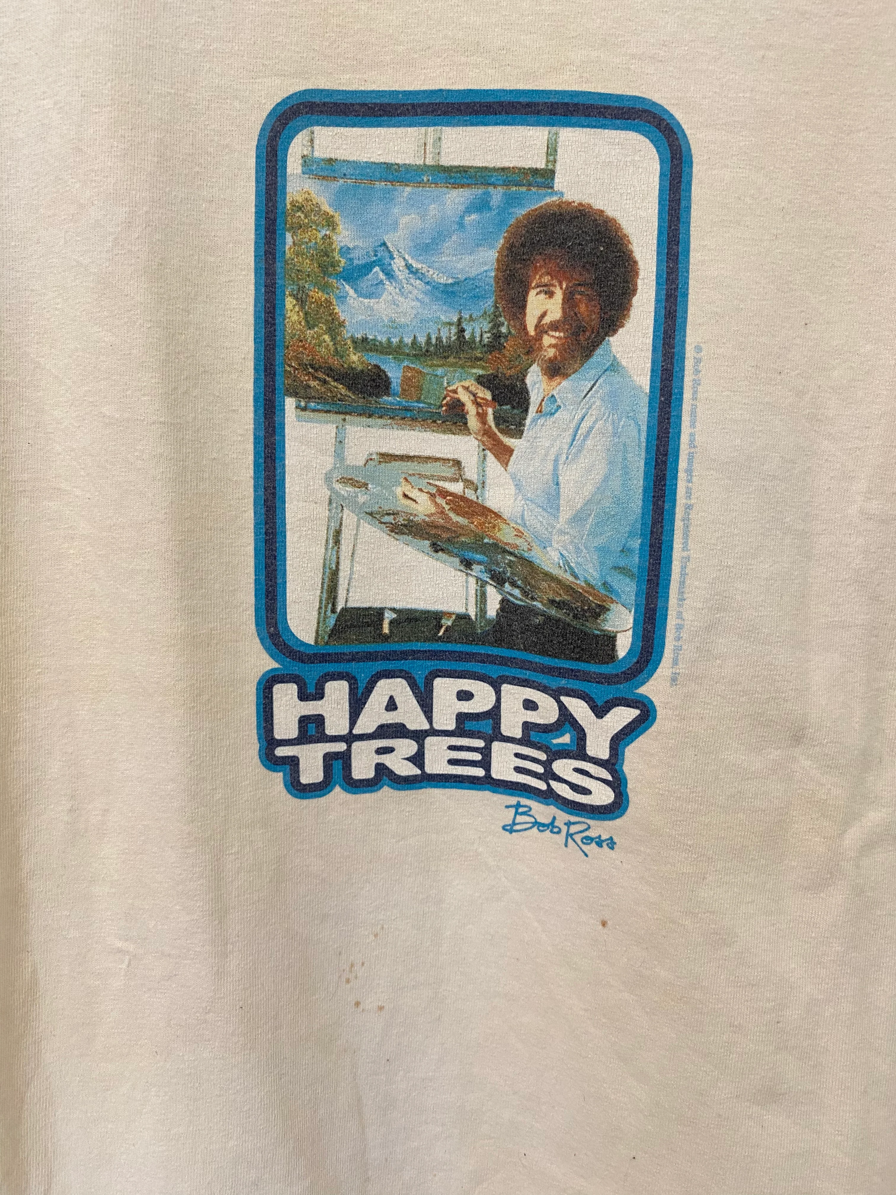 Bob Ross Painting Ringer Tee Medium Cotton By Aaa - Image 5