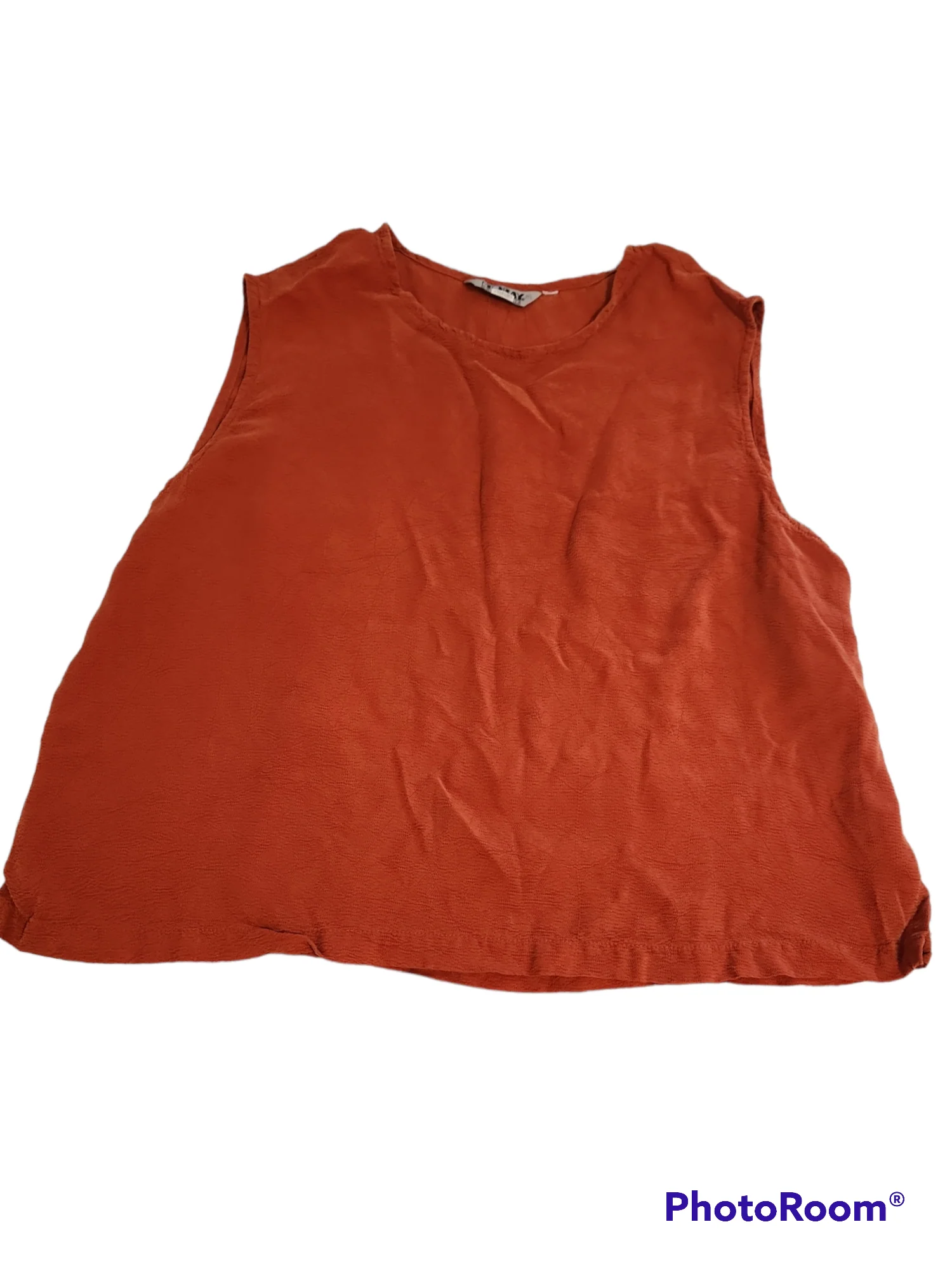 Boho Orange Rust Sleeveless Top By Moray California - Image 3
