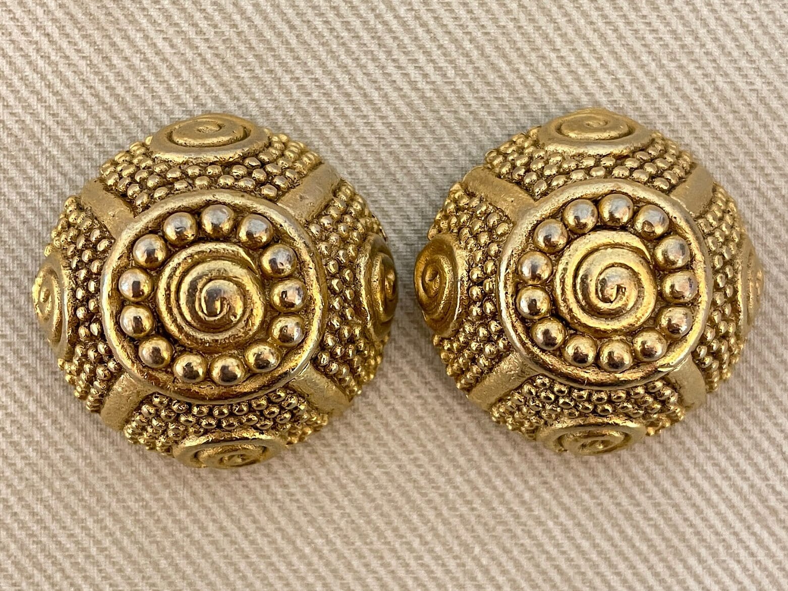 Bold Etruscan Dome Clip-On Statement Earrings - Image 2