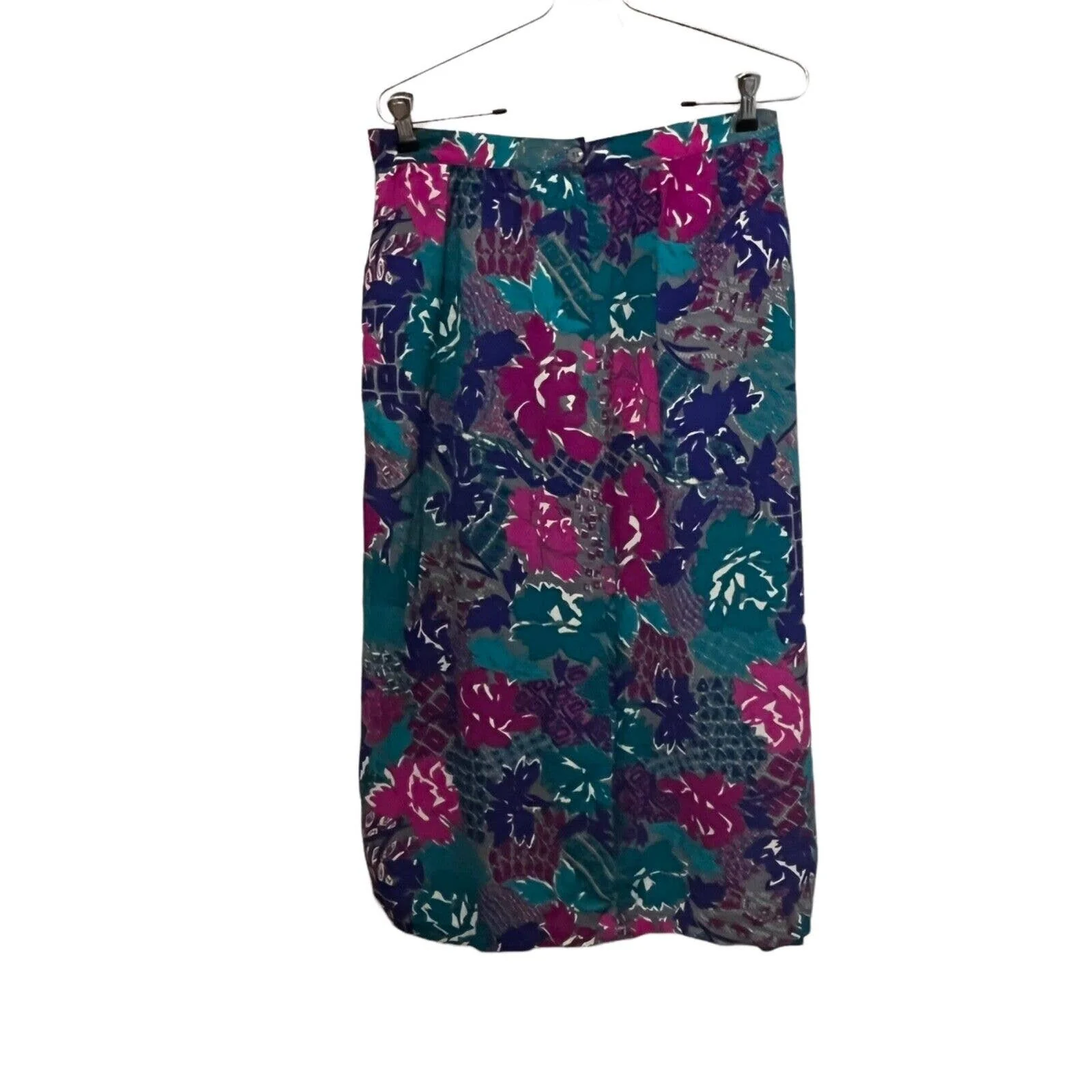 Bold Pink Floral Skirt Women Vintage Secretary Librarian 30” Waist by Worthington Industries - Image 2