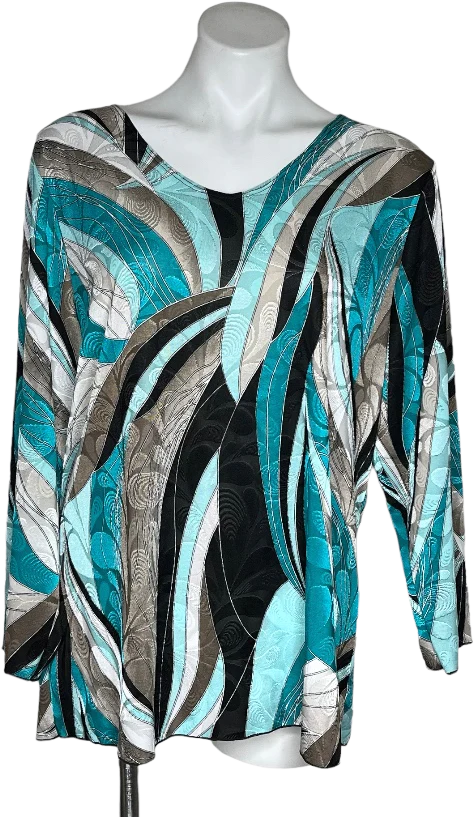 Bold Print Turquoise Black Popover Plus Size Xxl By All Hours