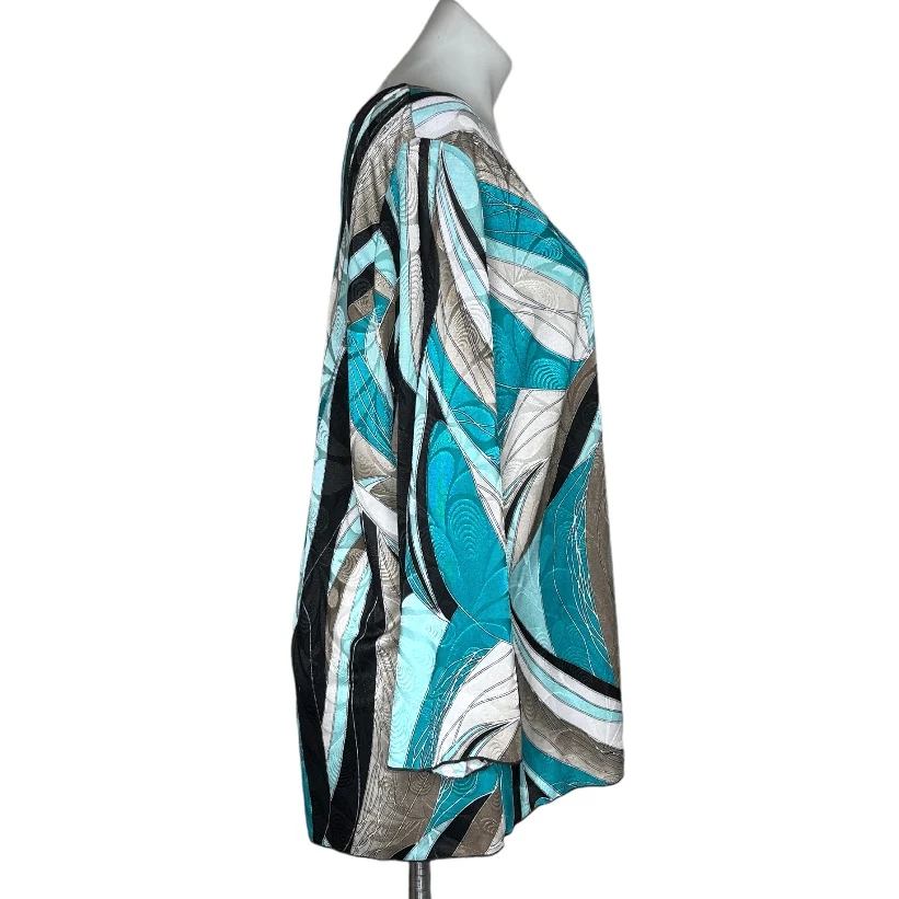 Bold Print Turquoise Black Popover Plus Size Xxl By All Hours - Image 3