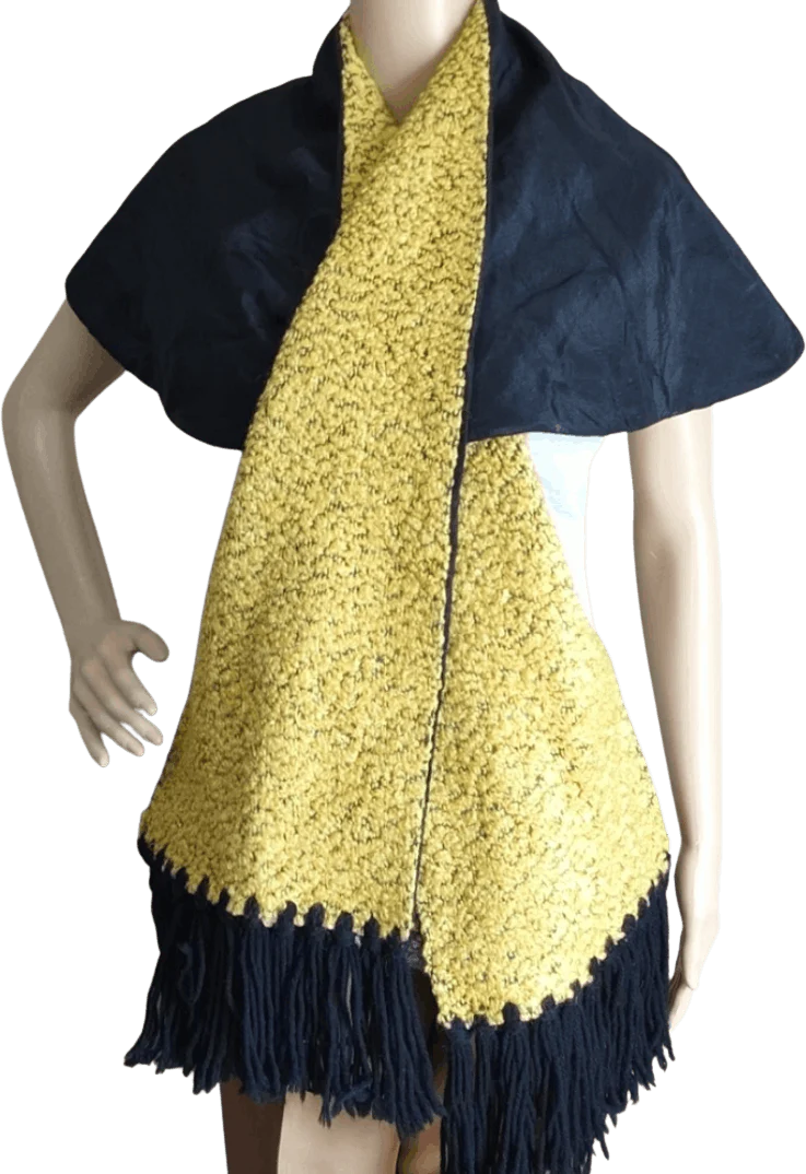 Bold Yellow Textured Cape with Black Taffeta Lining