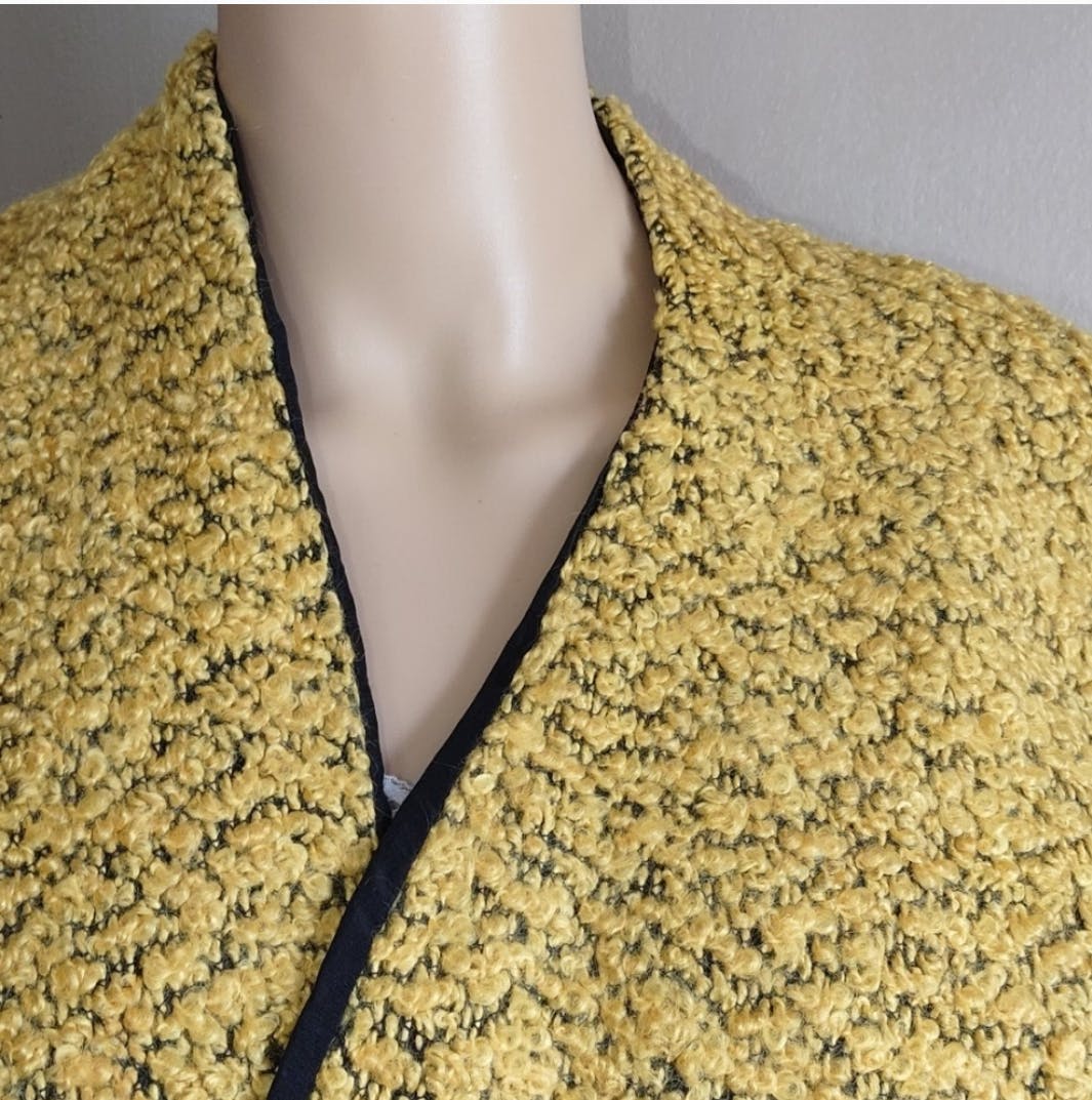 Bold Yellow Textured Cape with Black Taffeta Lining - Image 5