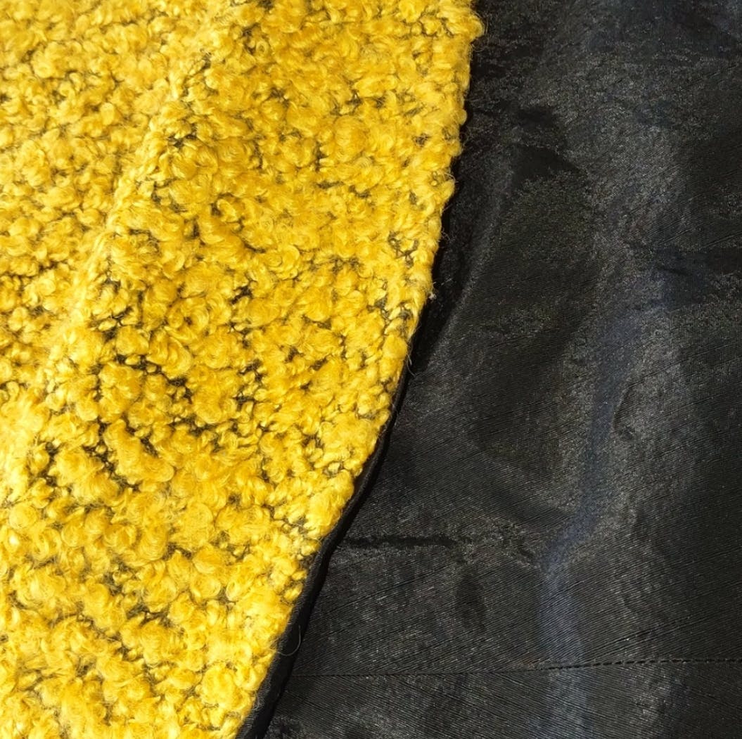 Bold Yellow Textured Cape with Black Taffeta Lining - Image 6