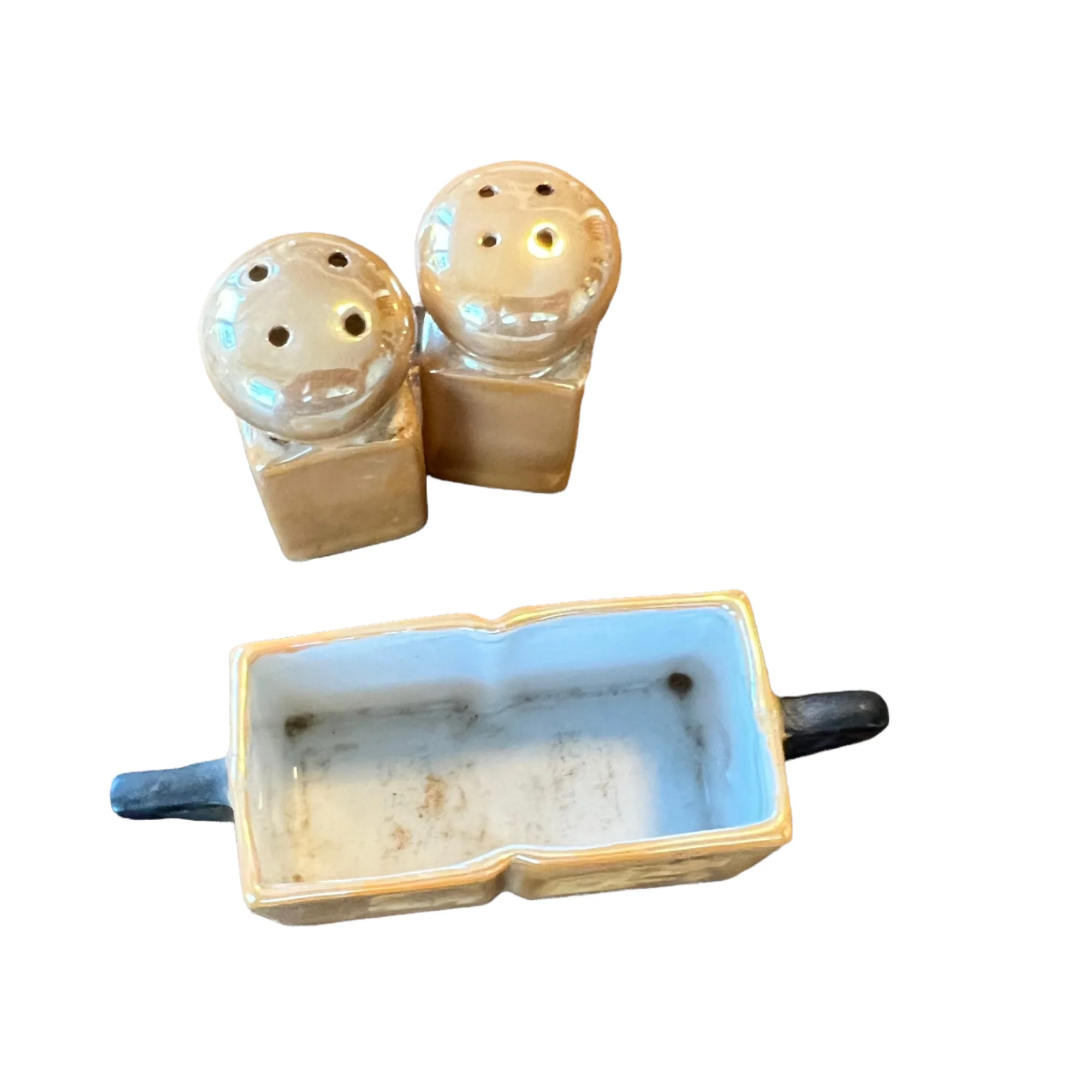 Bone China Lusterware Shakers In Carrier Japan - Image 3