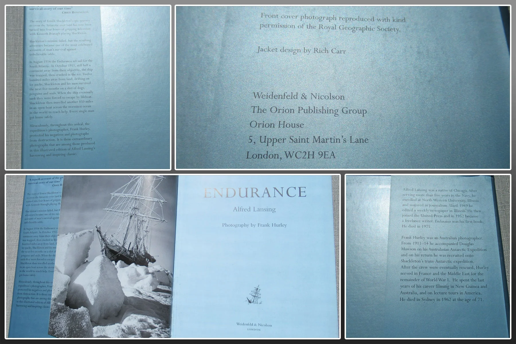 Book: Endurance Shackleton's Incredible Voyage To The Antarctic, Hardcover Orion Publishing Group, Printed In London, Uk by Alfred Lansing - Image 10
