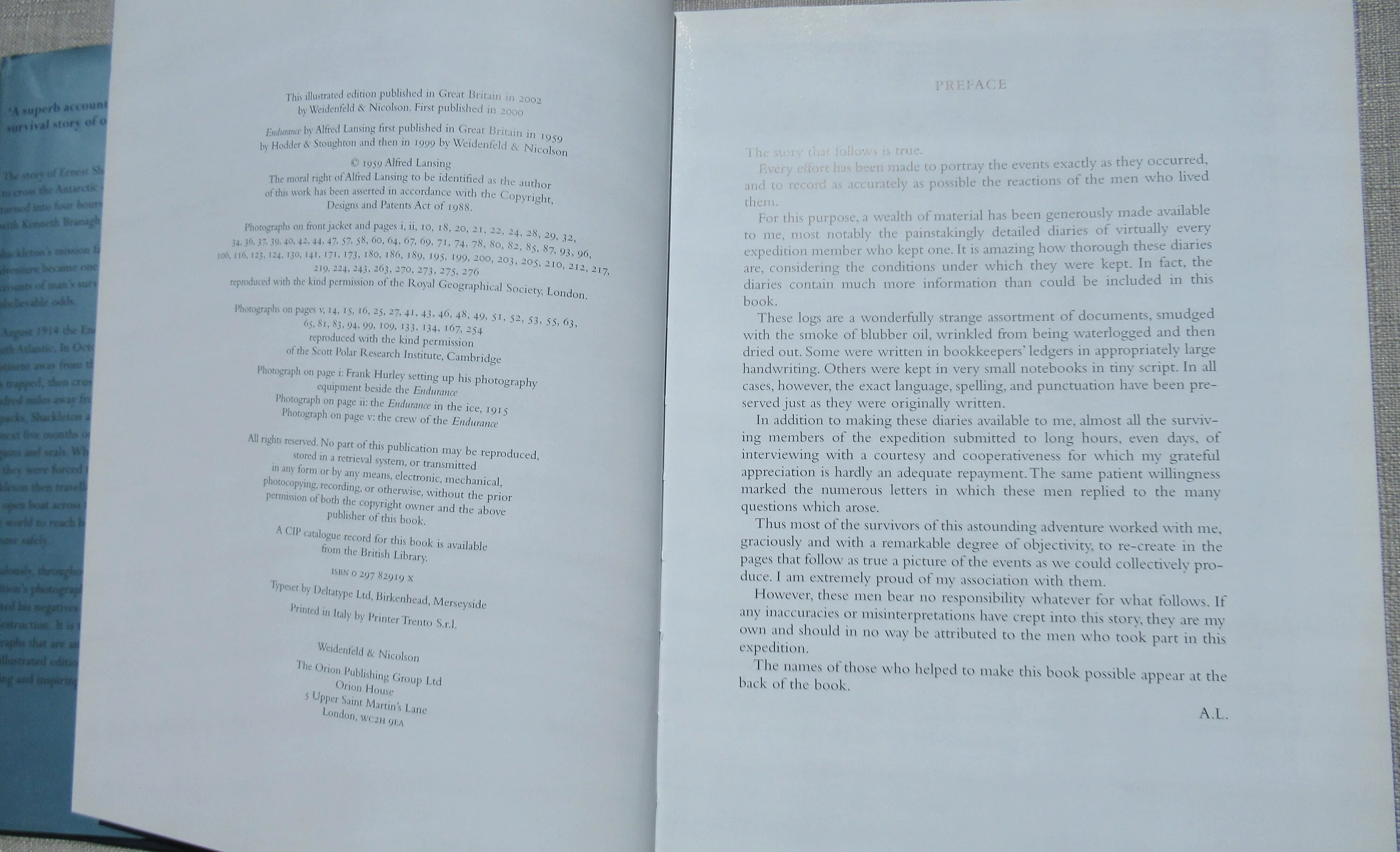 Book: Endurance Shackleton's Incredible Voyage To The Antarctic, Hardcover Orion Publishing Group, Printed In London, Uk by Alfred Lansing - Image 9