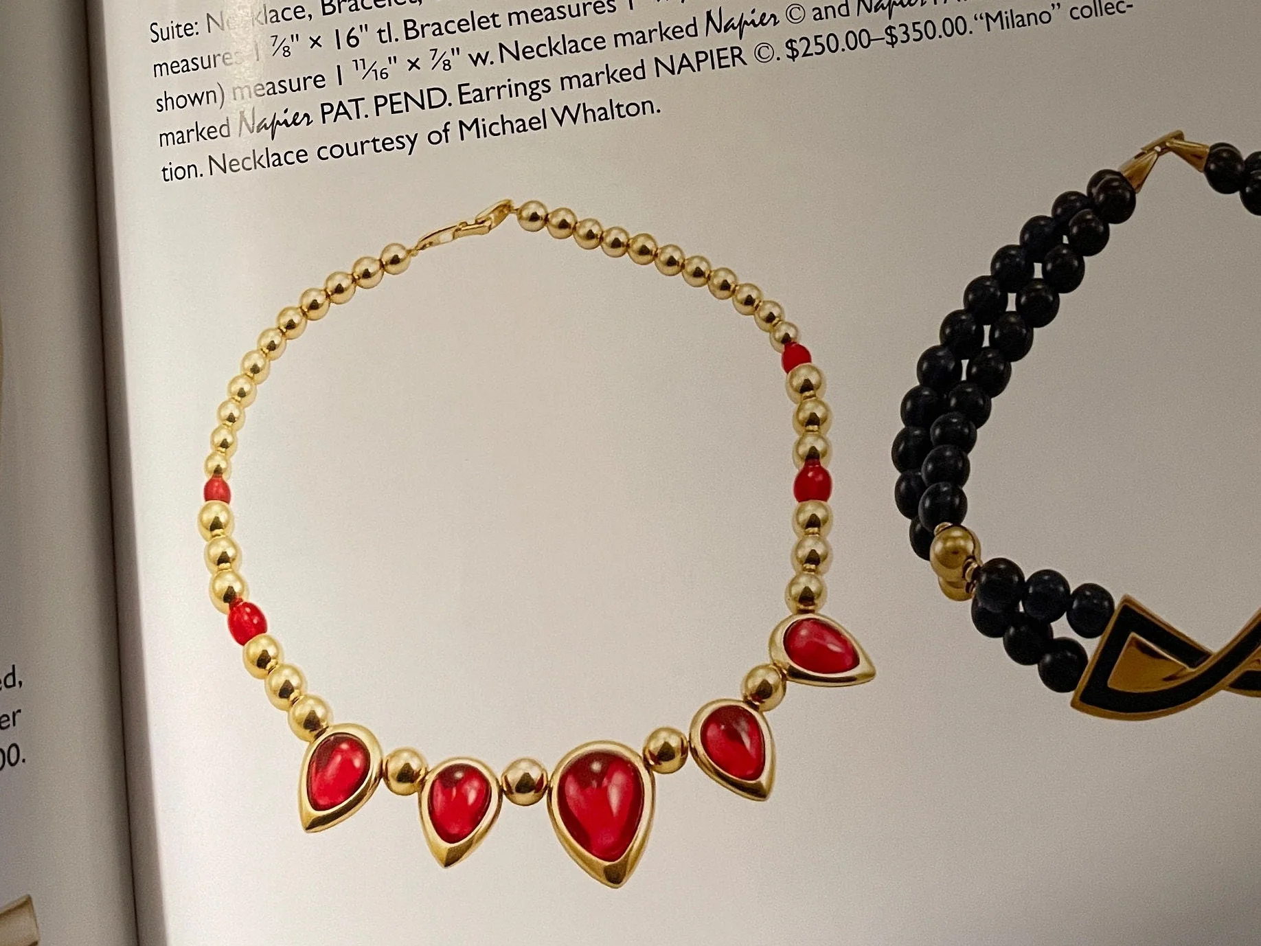 Bookpiece Red Ruby Lucite Cabochon Jewels of India Moghul Signed Statement Necklace by Napier - Image 8