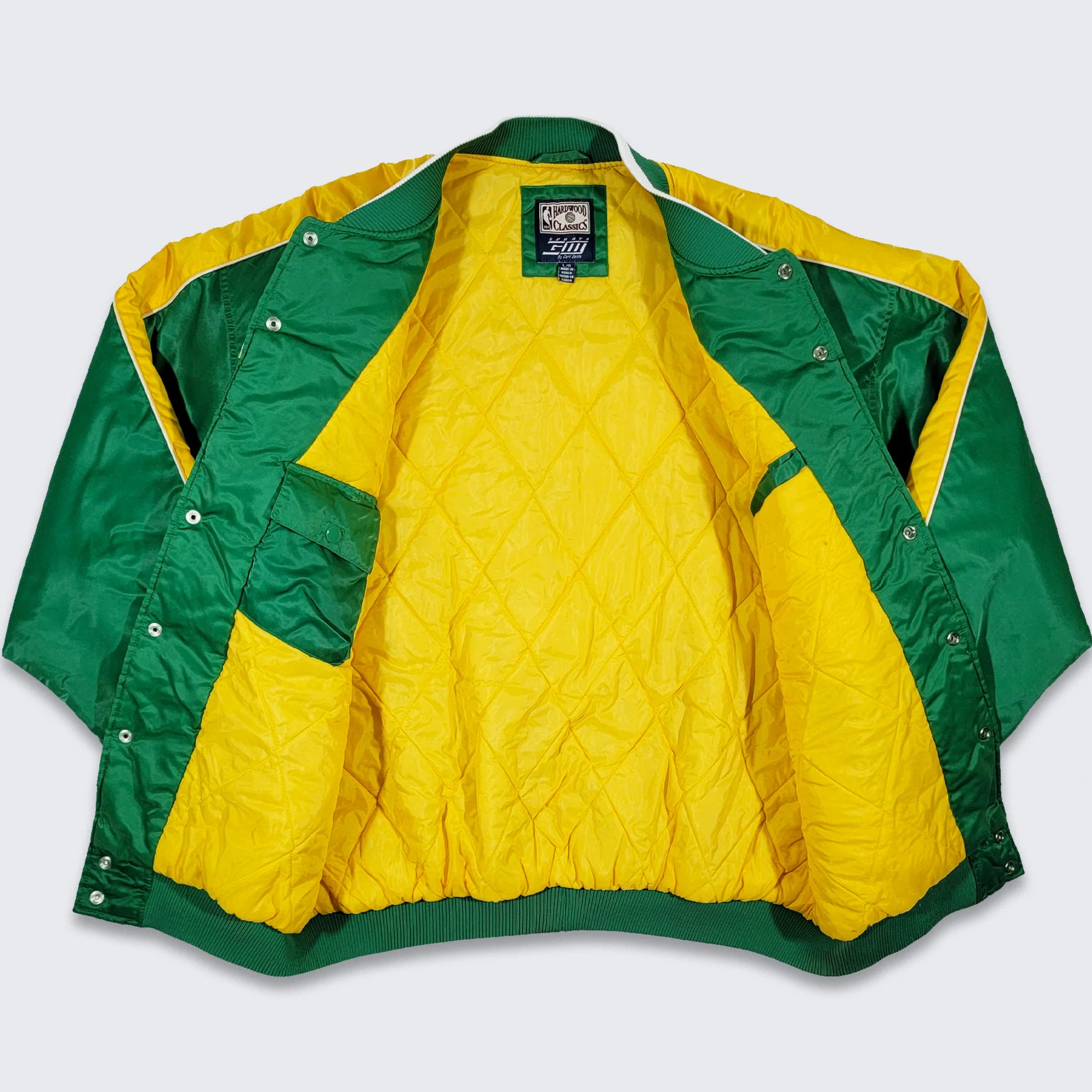 Boston Celtics Vintage 00s Carl Banks Giii Satin Bomber Jacket Hardwood Classics Nba Basketball Coat Men's Size Large - Image 3
