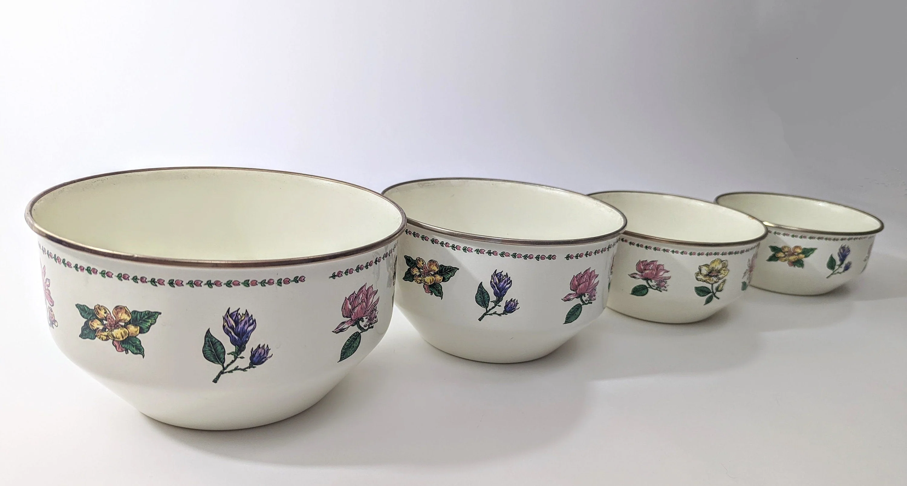 Botanical Gardens Tabletops Unlimited Enamel Bowl 4 Piece Set - Image 2