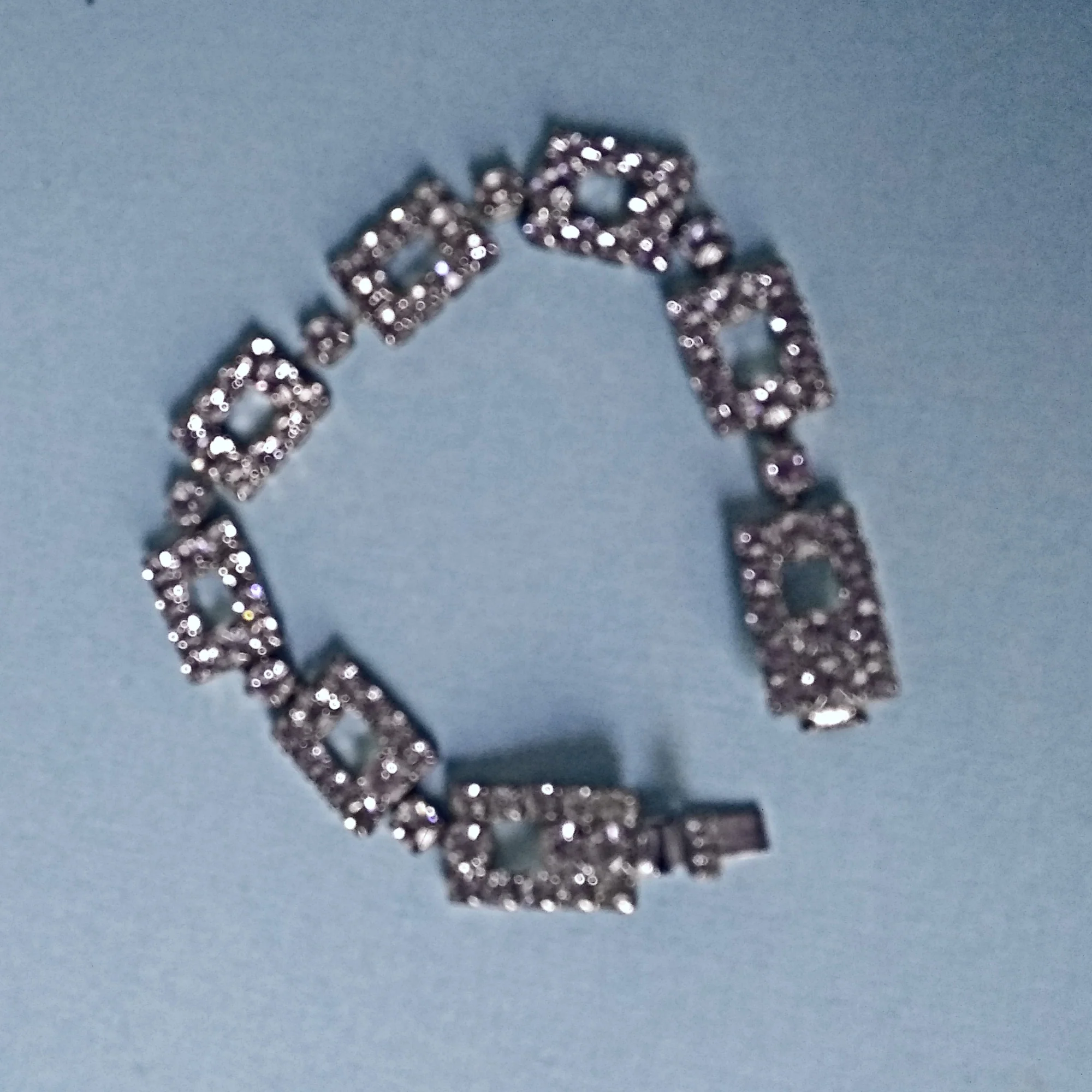 Bracelet Open Rectangle Links Prong Rhinestones - Image 5