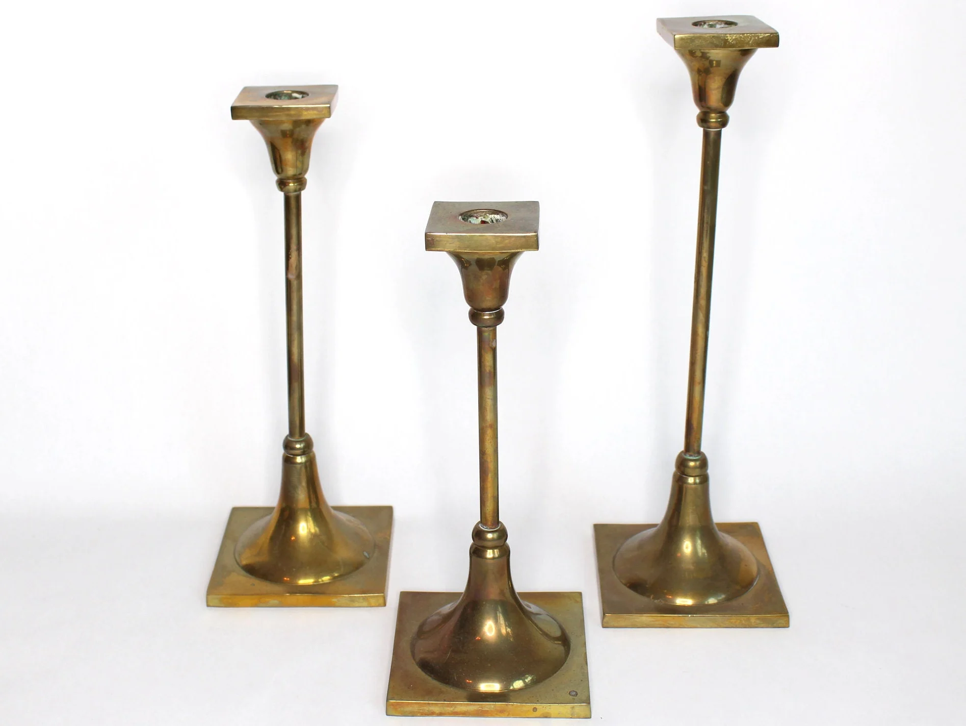 Brass Candlestick Holders Set of 3 - Image 2