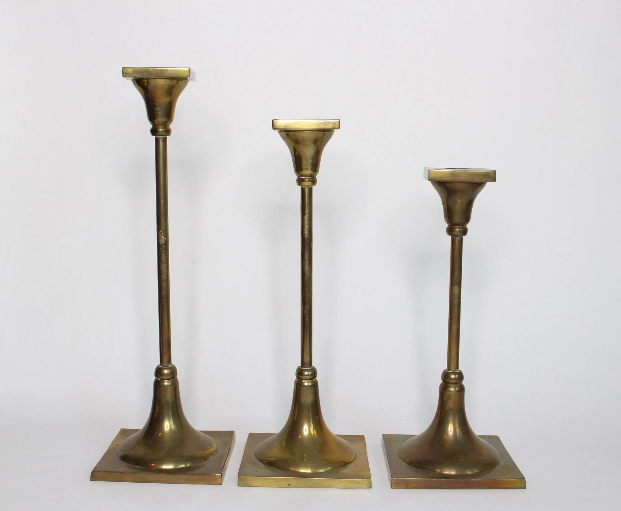 Brass Candlestick Holders Set of 3 - Image 5