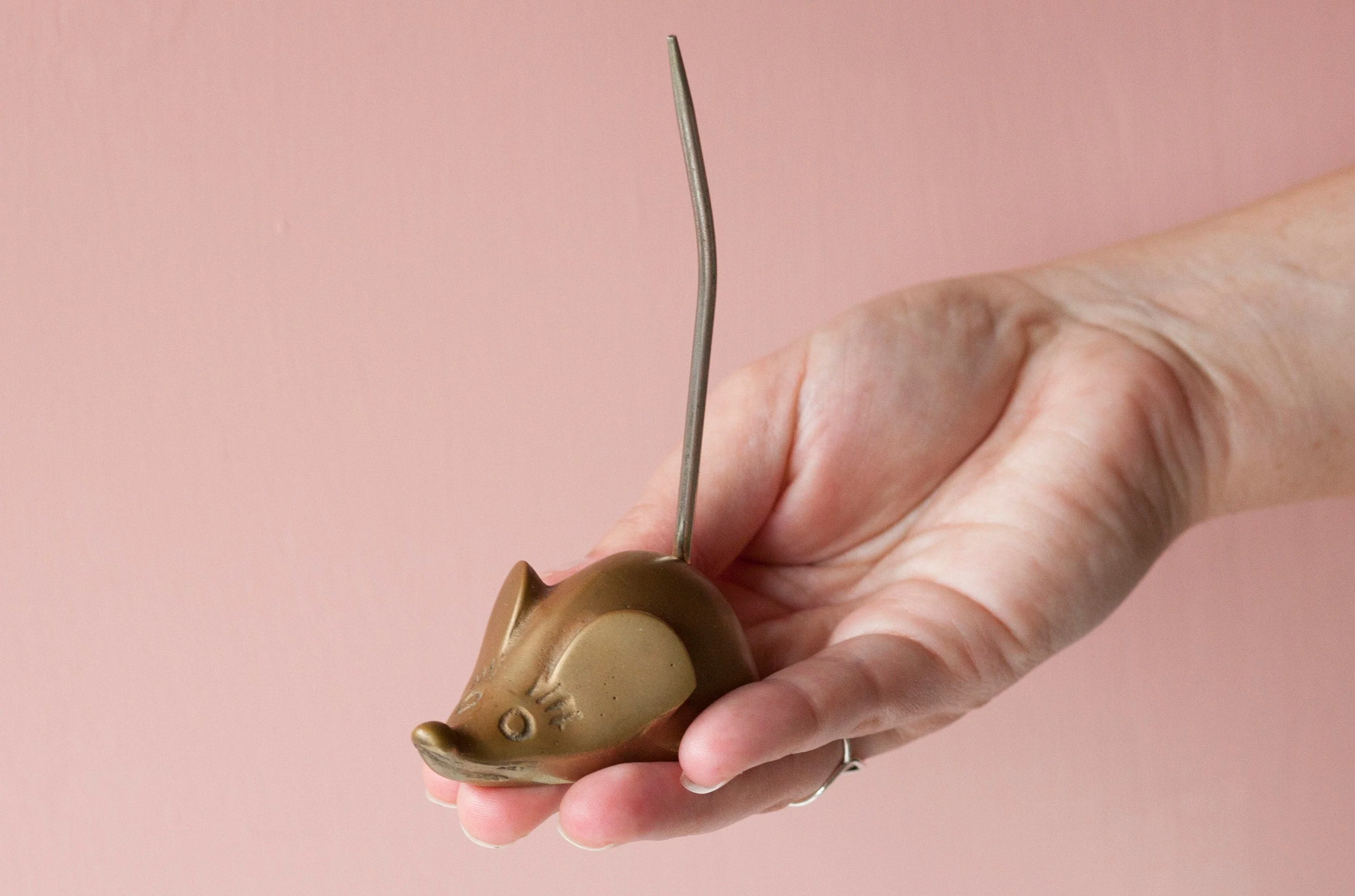 Brass Mouse with Long Tail Figure Vintage by Gatco - Image 2