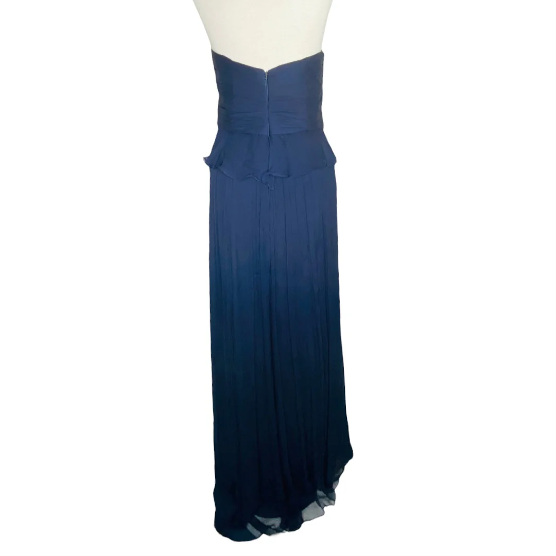 Bridesmaid Strapless Dress Prom Homecoming Gown Navy Silk Womens Size 12 by Amsale - Image 5