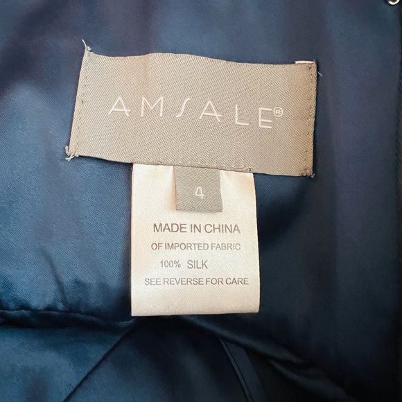 Bridesmaid Wedding Guest One Shoulder Party Cocktail Silk Navy Dress 4 by Amsale - Image 7