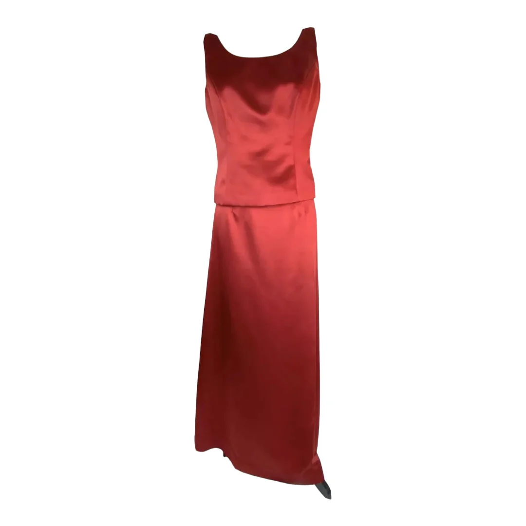 Bridesmaid Wedding Guest Prom Formal Maxi Skirt Top Red 6 Vntg by Nicole Miller - Image 10