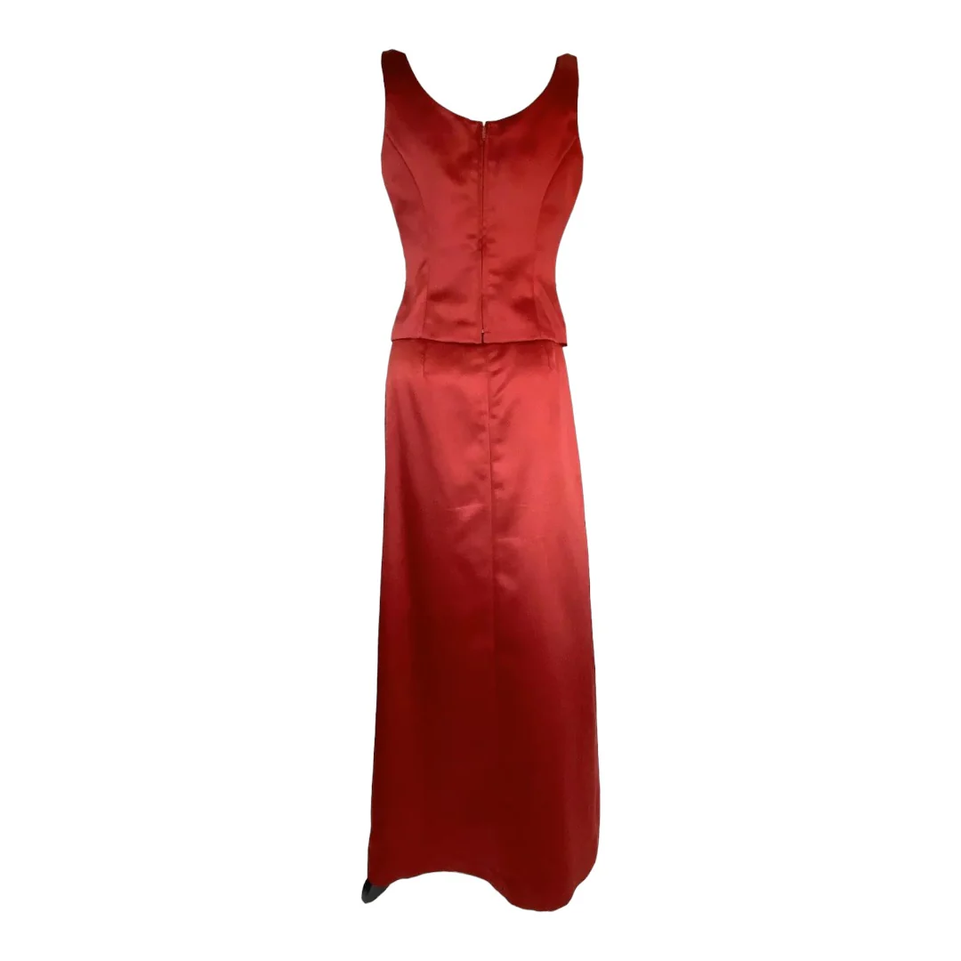 Bridesmaid Wedding Guest Prom Formal Maxi Skirt Top Red 6 Vntg by Nicole Miller - Image 2
