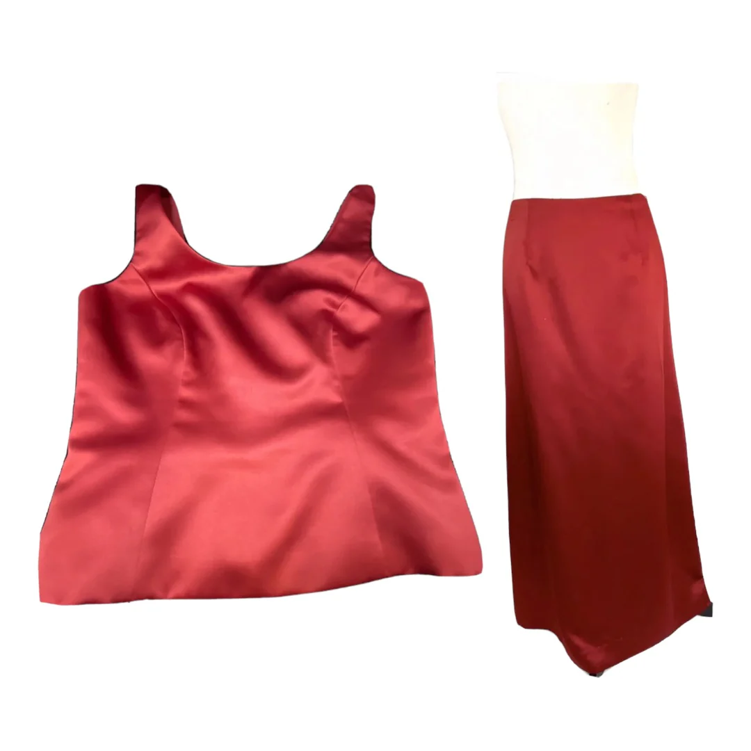 Bridesmaid Wedding Guest Prom Formal Maxi Skirt Top Red 6 Vntg by Nicole Miller - Image 3