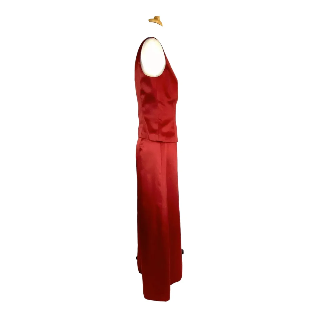 Bridesmaid Wedding Guest Prom Formal Maxi Skirt Top Red 6 Vntg by Nicole Miller - Image 4