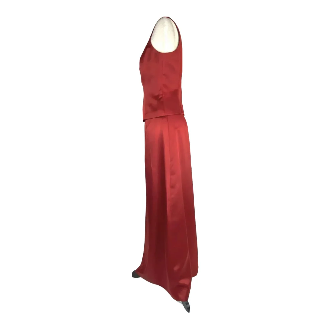 Bridesmaid Wedding Guest Prom Formal Maxi Skirt Top Red 6 Vntg by Nicole Miller - Image 5