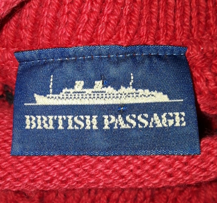 90's Bright Red Greek Key Ship Sweater by British Passage - Image 6
