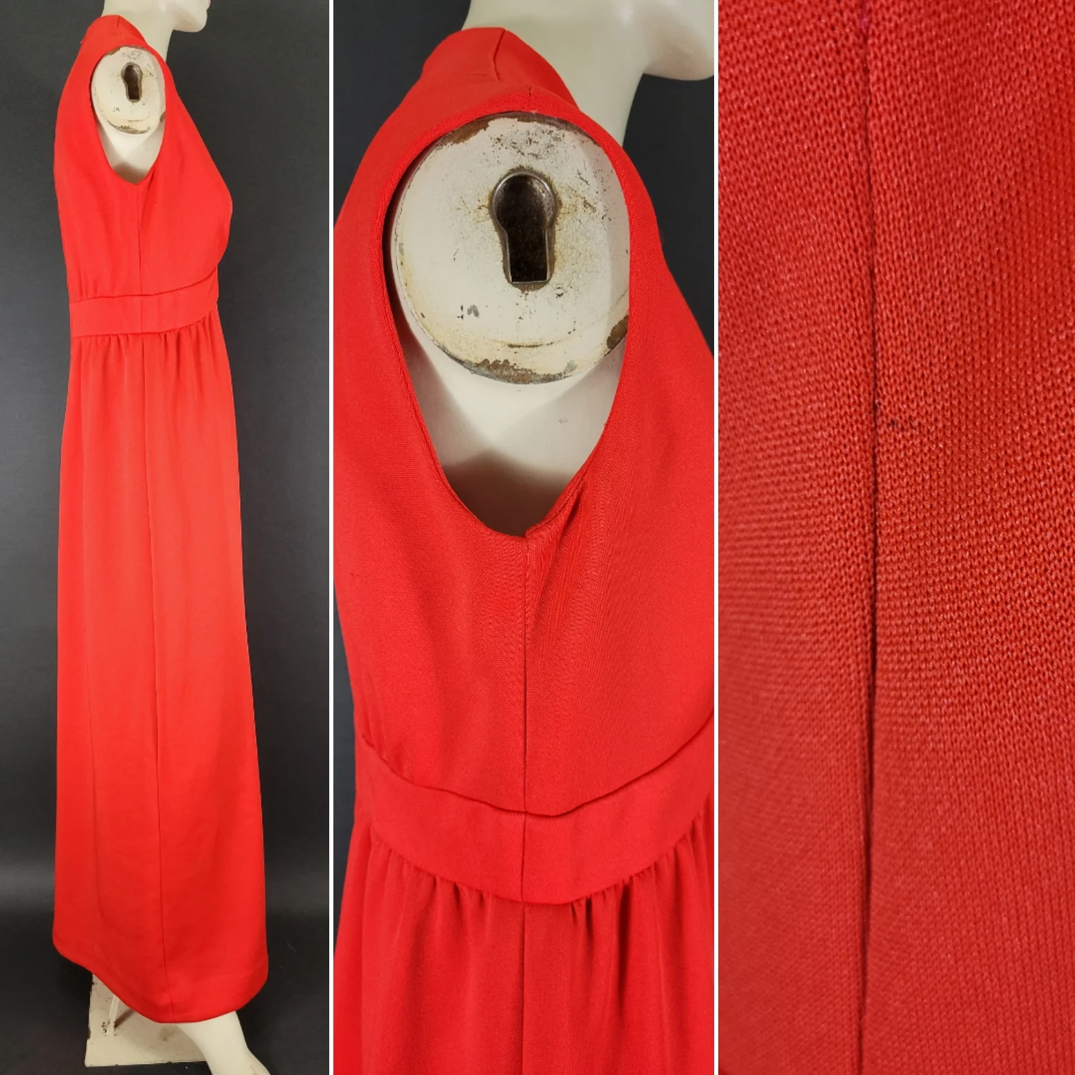 Bright Red Sleeveless Empire Waist Maxi Dress By Leslie Fay Knits - Image 9