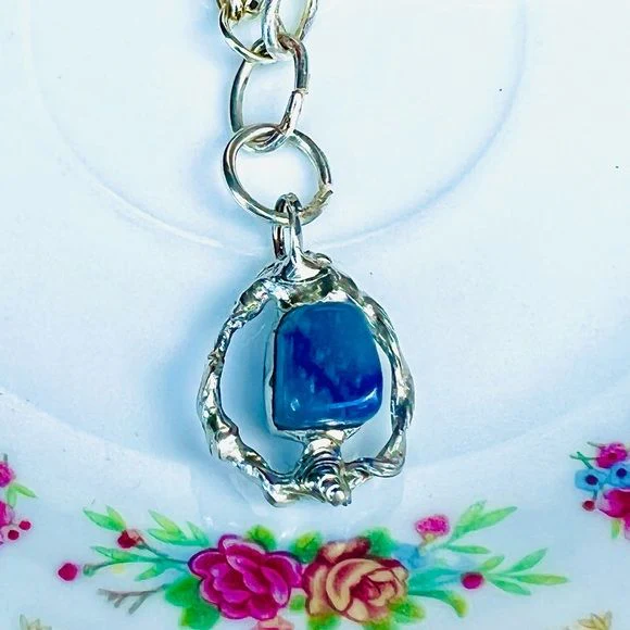 Broken China and Sodalite Charm Bracelet Handcrafted Repurposed Upcycled - Image 9