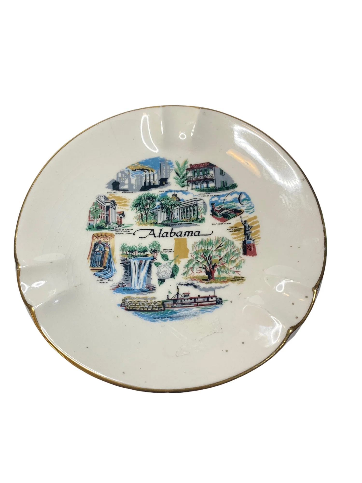 Broken China Pendant Alabama State Commemorative Plate and Chain Handmade - Image 5