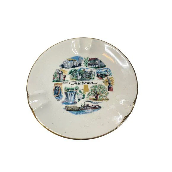 Broken China Pendant Alabama State Commemorative Plate with Chain Handmade Soldered - Image 5