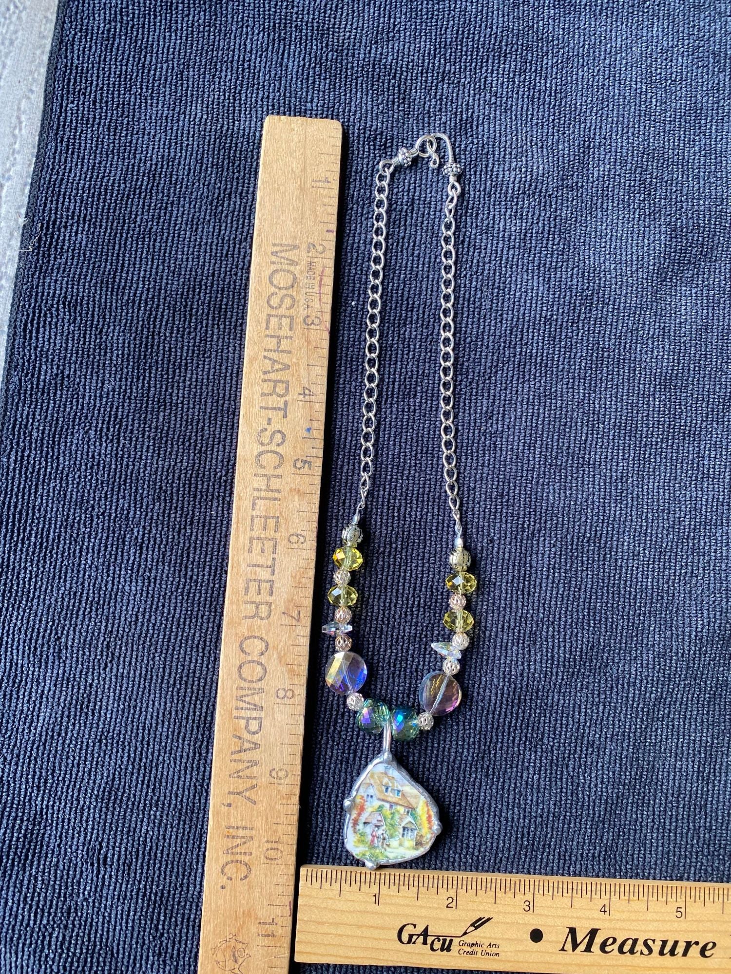 Broken China Pendant with Glass Beaded Necklace - Image 6