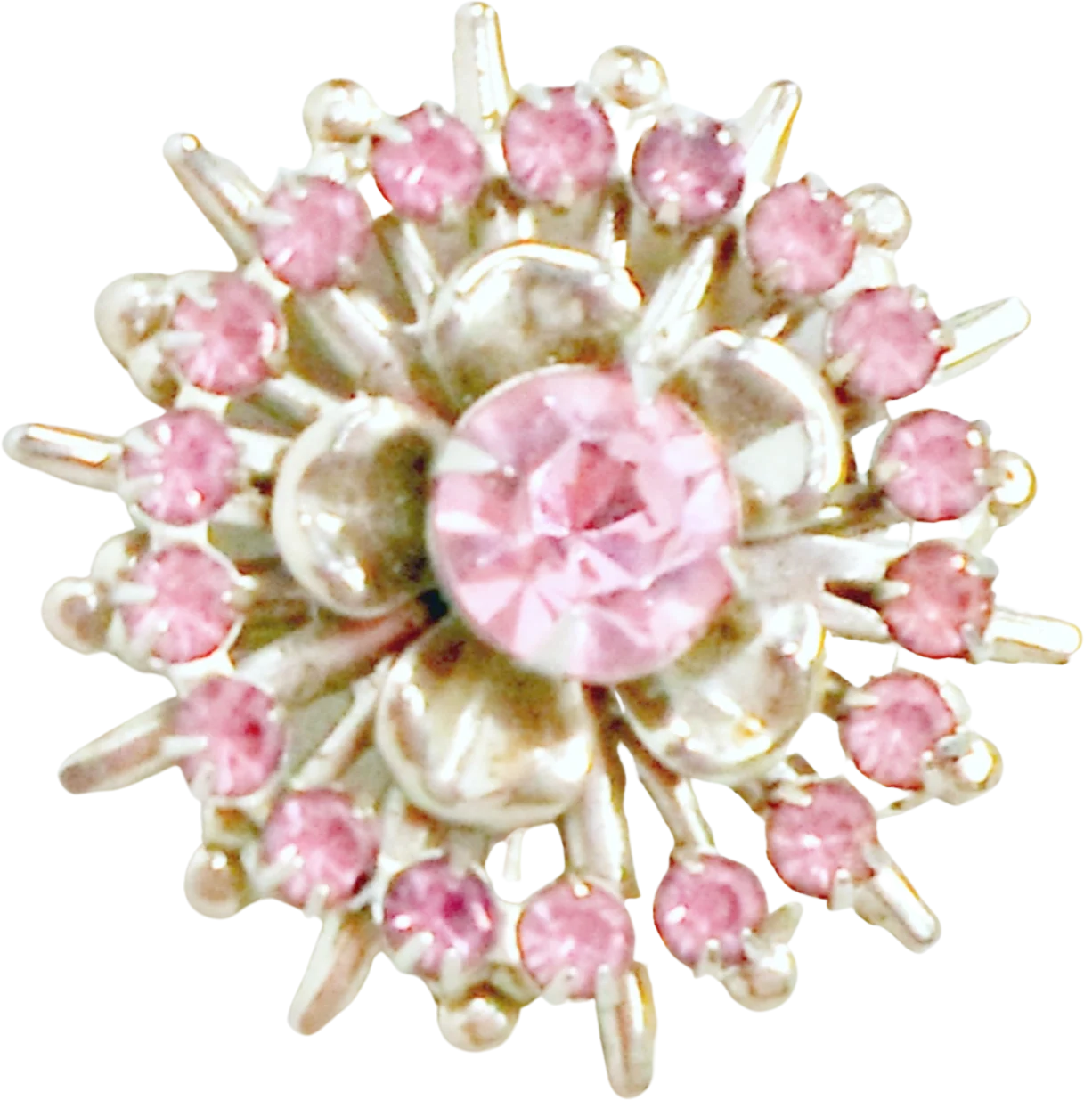 Brooch Pink Rhinestones Floral Pin