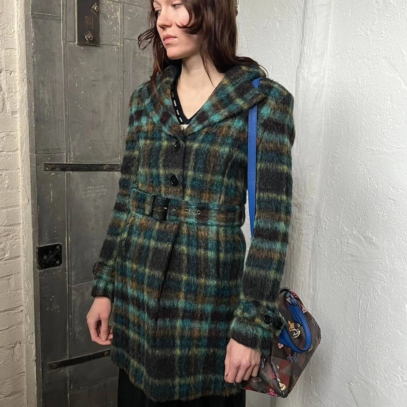 Brown and Blue Orb Logo Print and Plaque Crossbody Shoulder Bag by Vivienne Westwood - Image 2