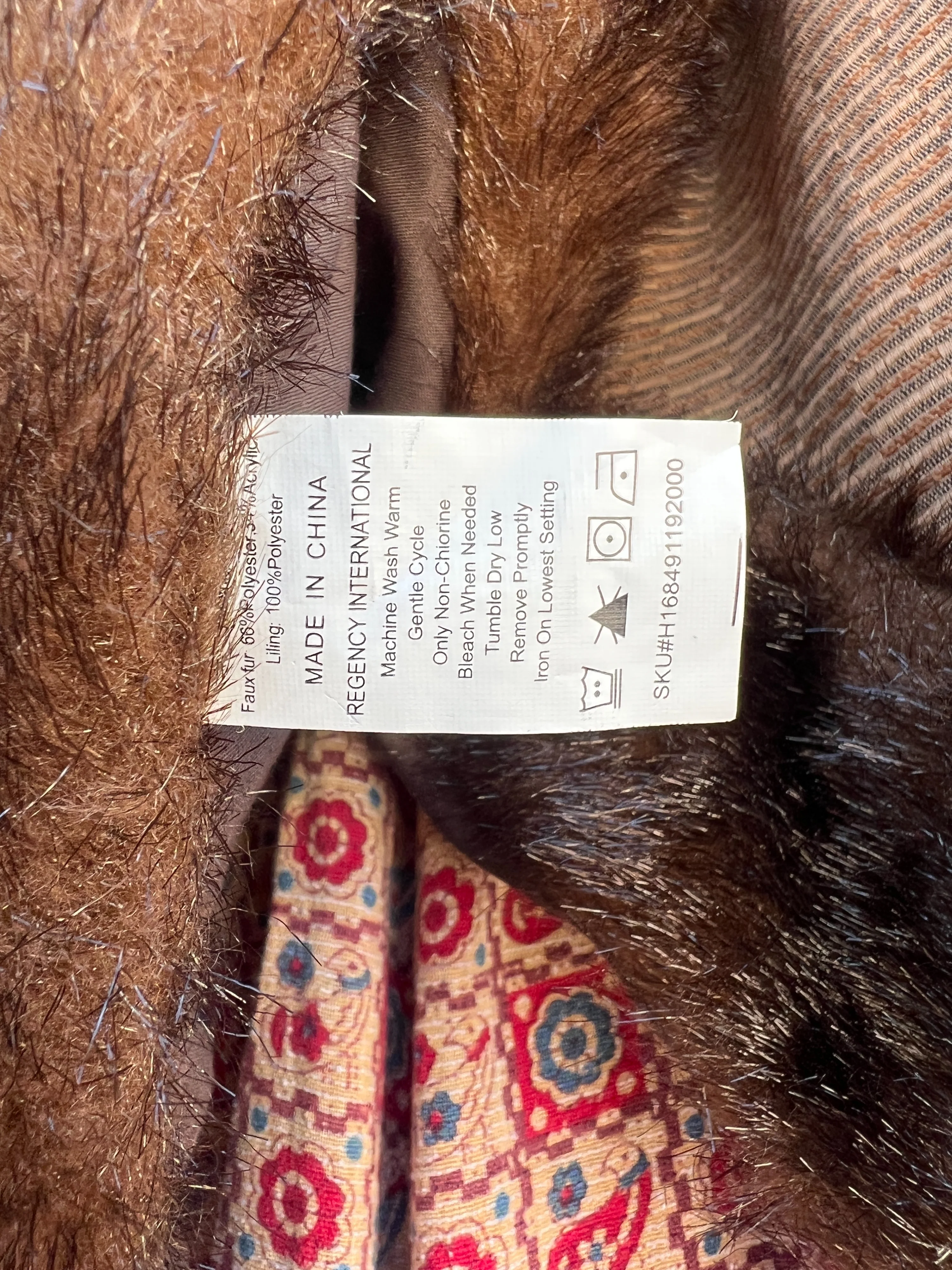 Brown Faux Fur Trimmed Scarf - Image 6