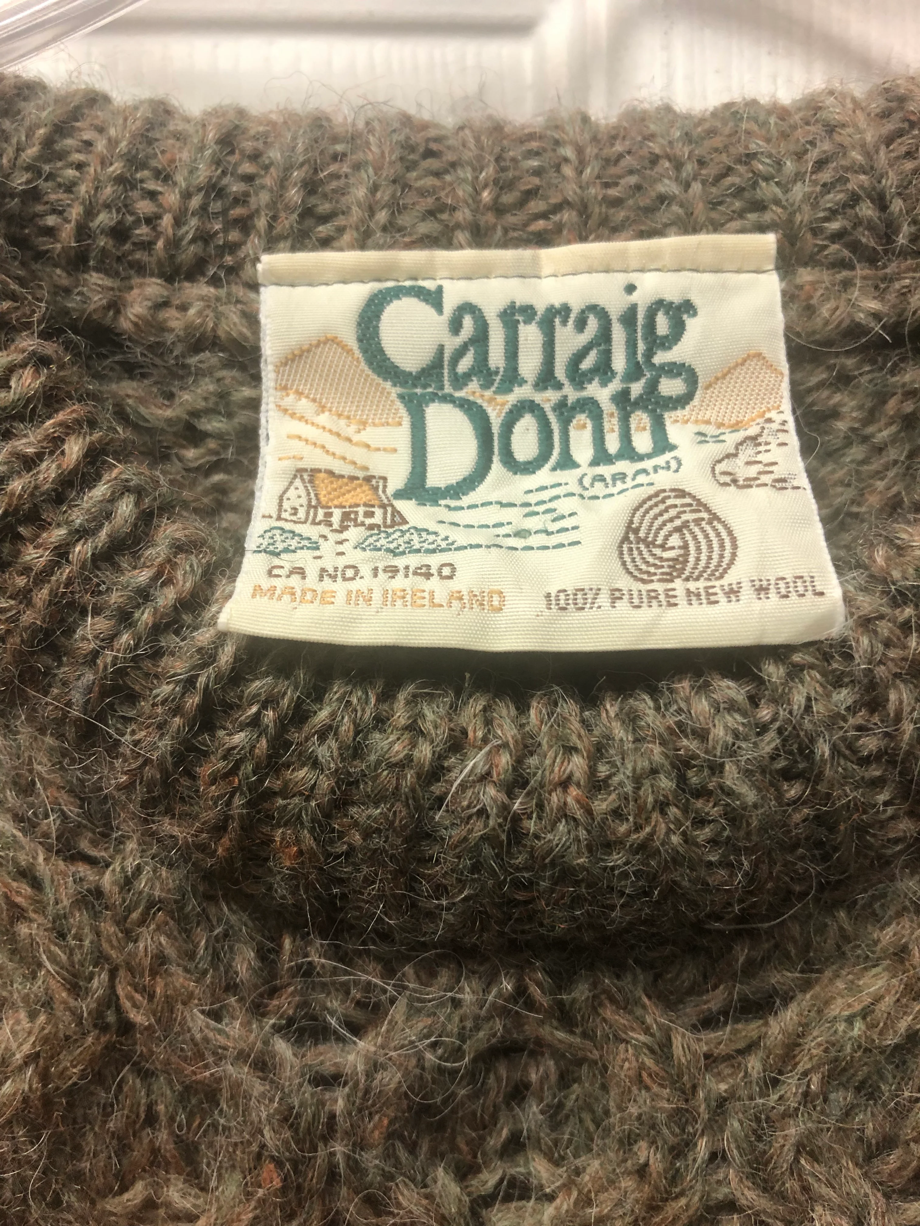 Brown/greenish Wool Knit Sweater Made In Ireland By Carraig Donn - Image 5