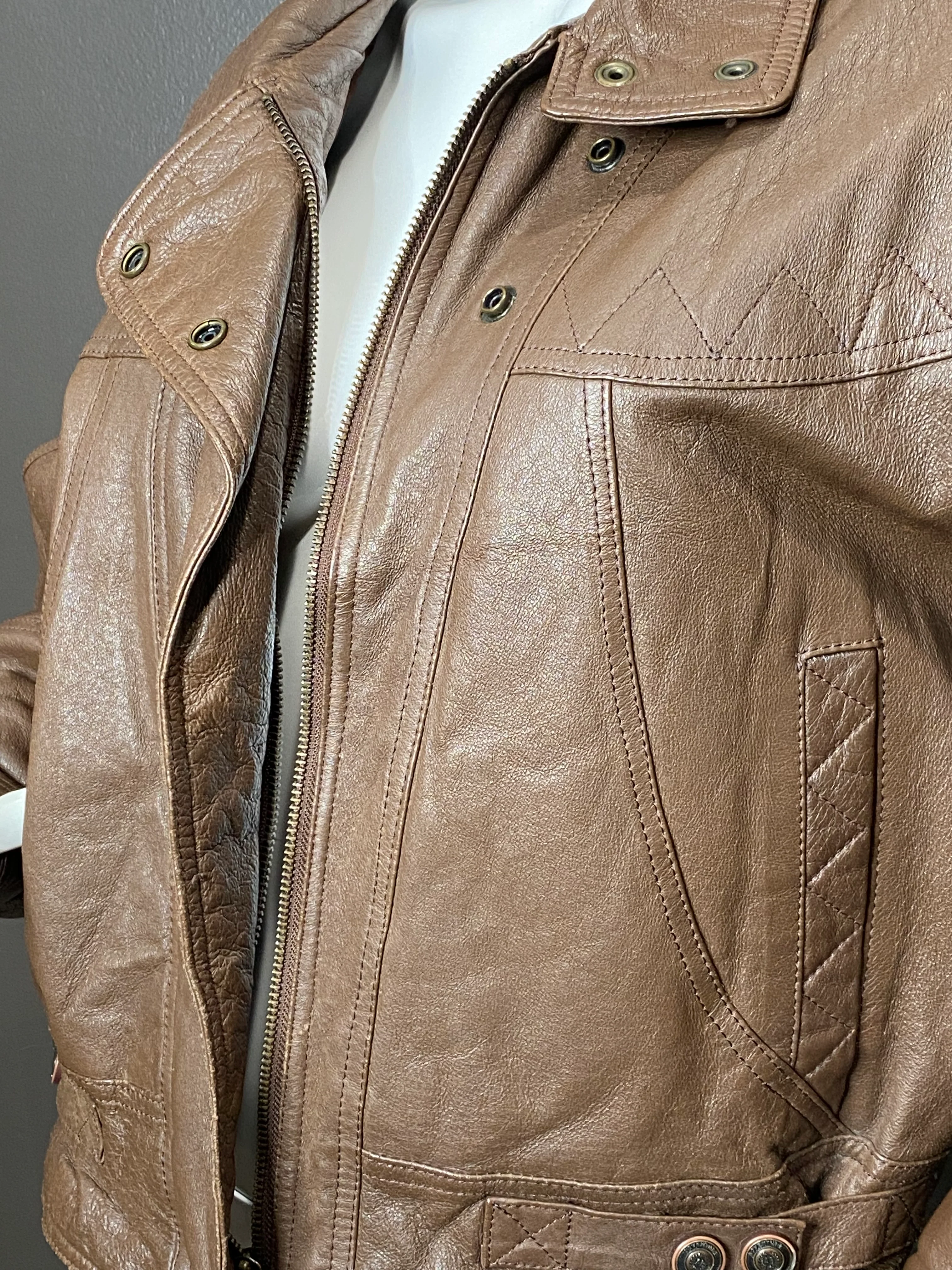 Brown Leather Bomber By Adventure Bound Originals - Image 11