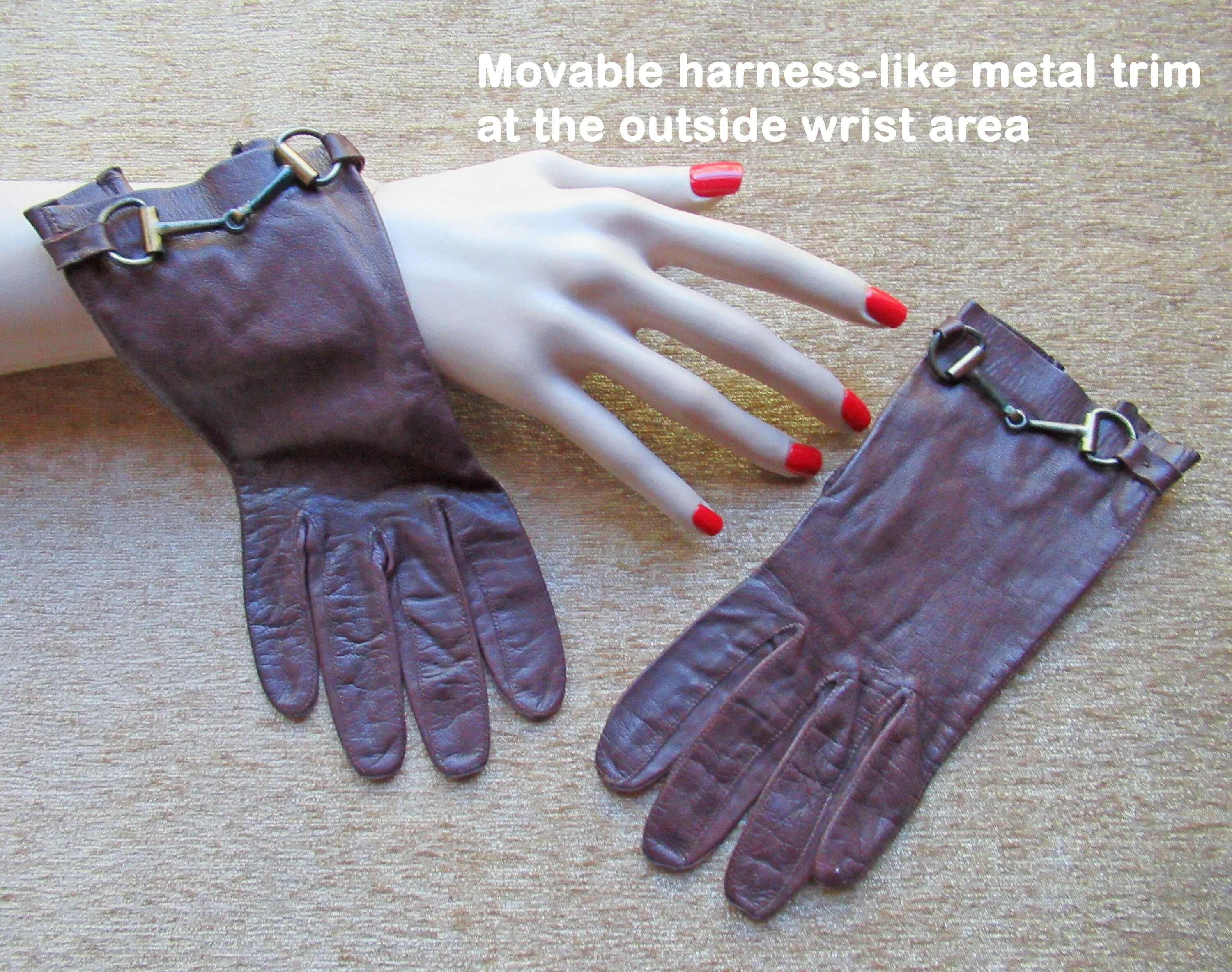 Brown Leather Gloves Dona Moania Cannion Wrist Length 8 Es Long Unlined Well Made Metal Trim At Wrist Super Soft Leather Vintage by Dona Moania - Image 7