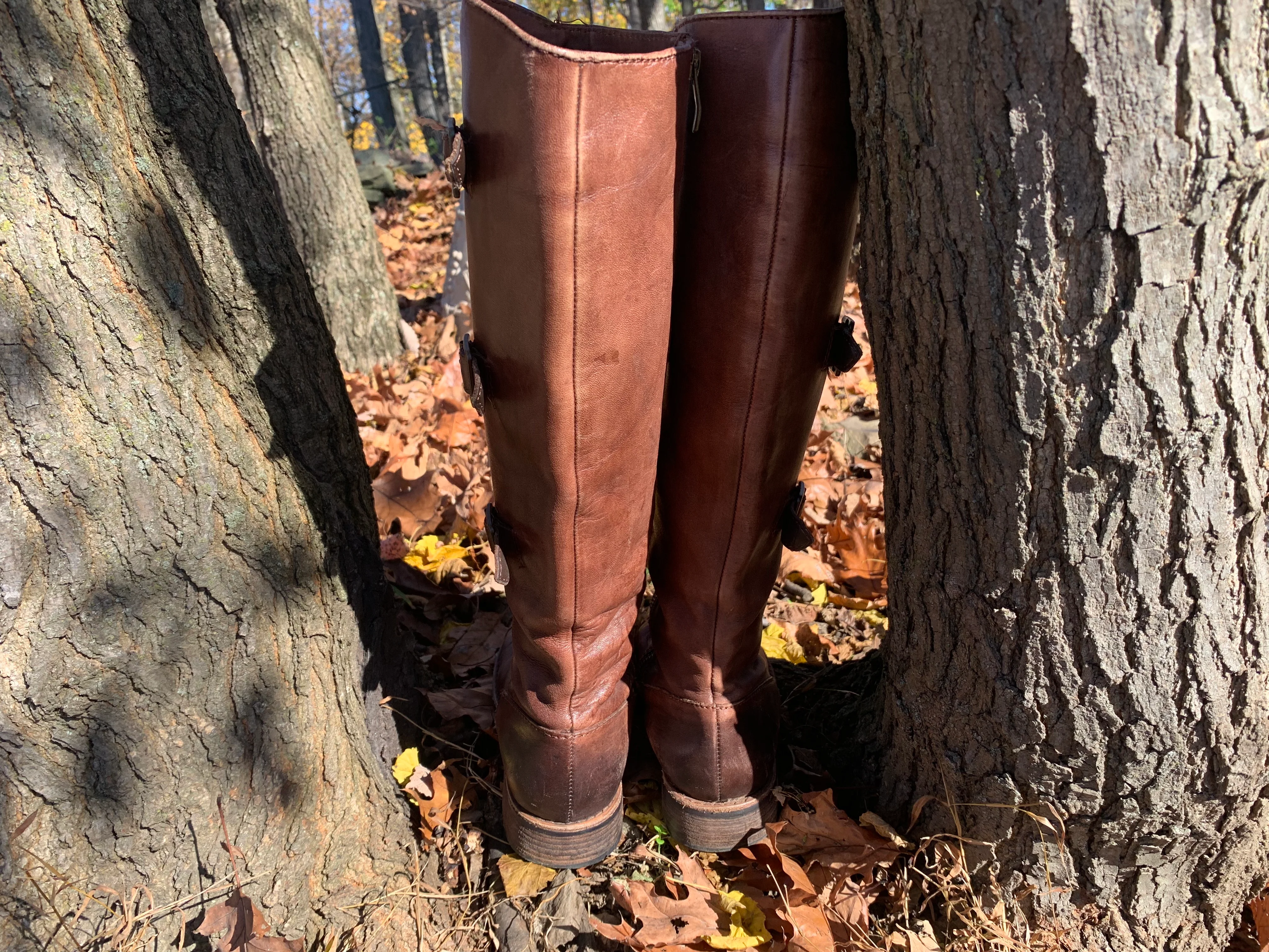 Brown Leather Zipper Boots With Side Buckles By Vince Camuto - Image 2