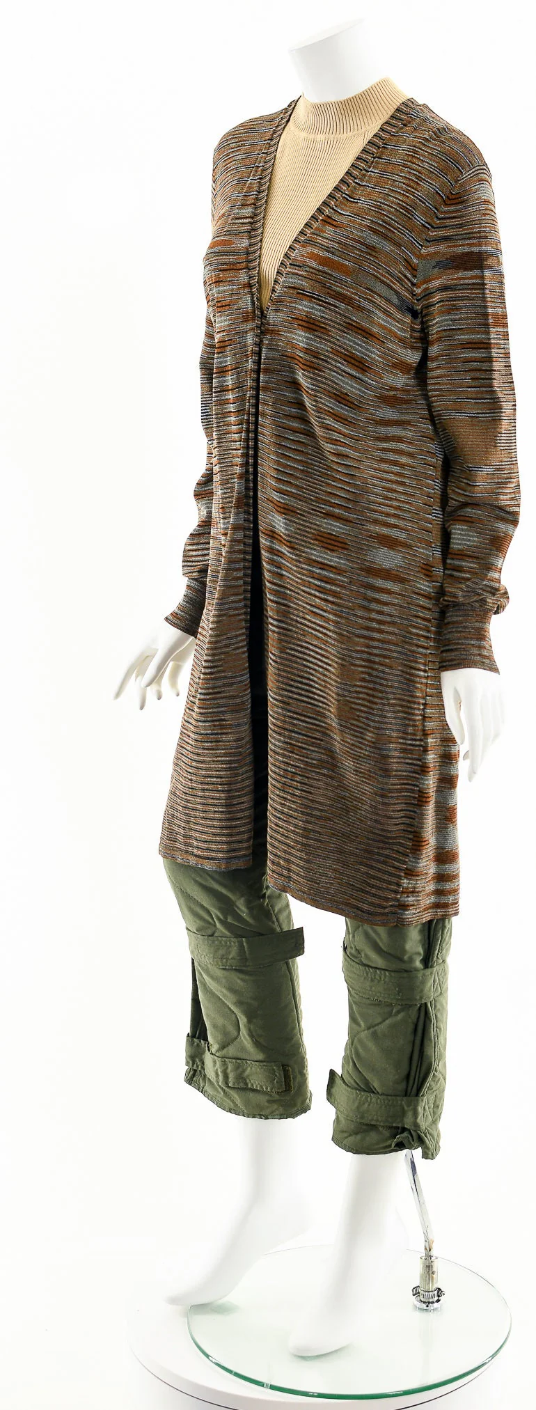 Brown Space Dye Knit Duster Sweater L - Image 10