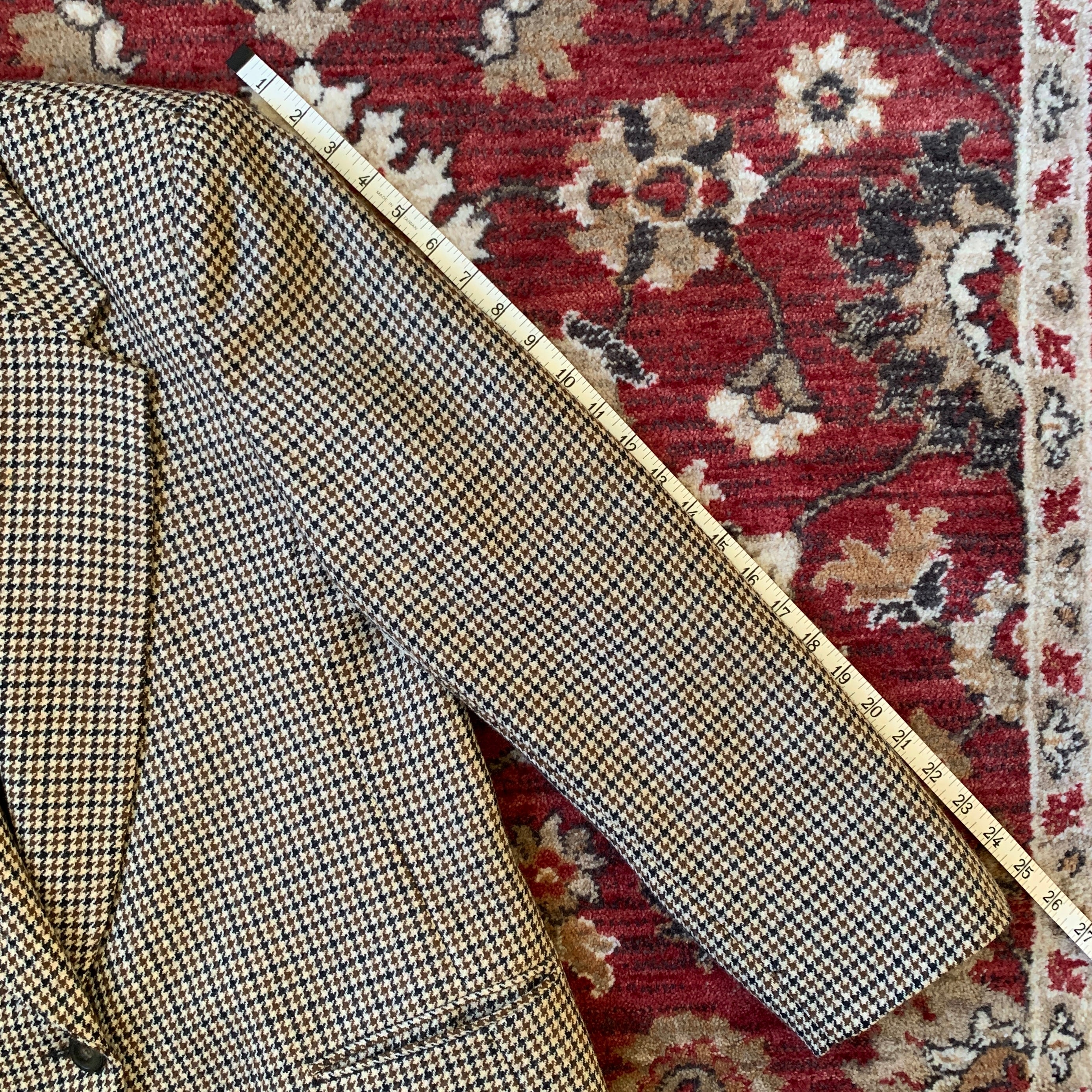Brown Tan Black Houndstooth Wool Blazer By Rafaella - Image 11