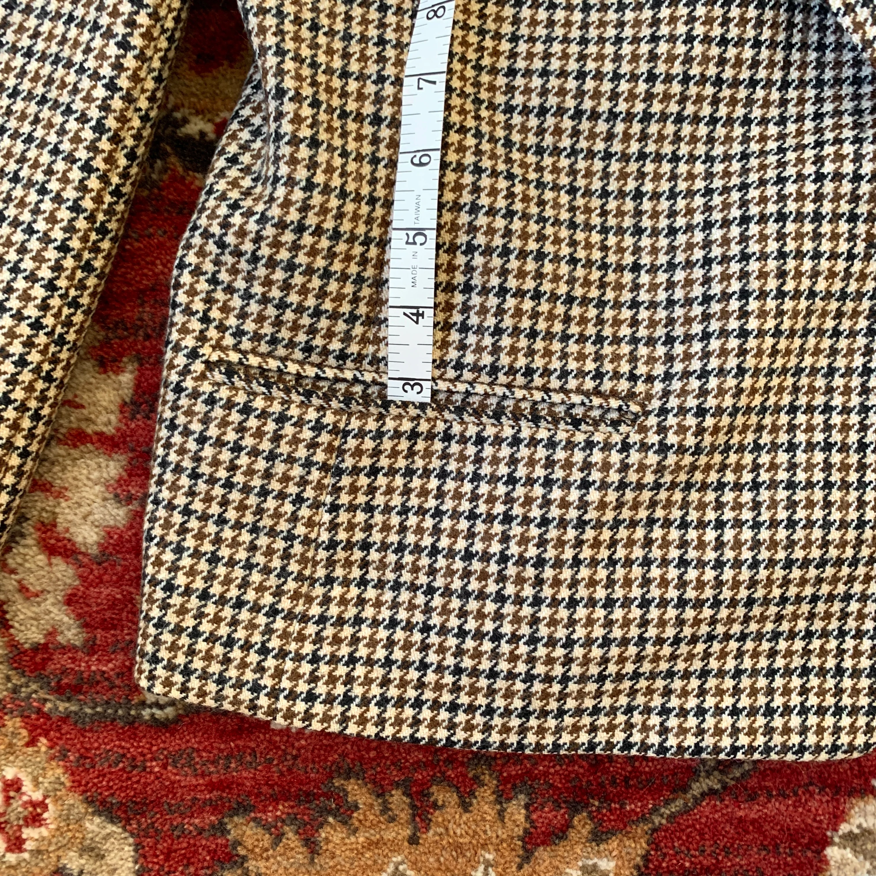 Brown Tan Black Houndstooth Wool Blazer By Rafaella - Image 12