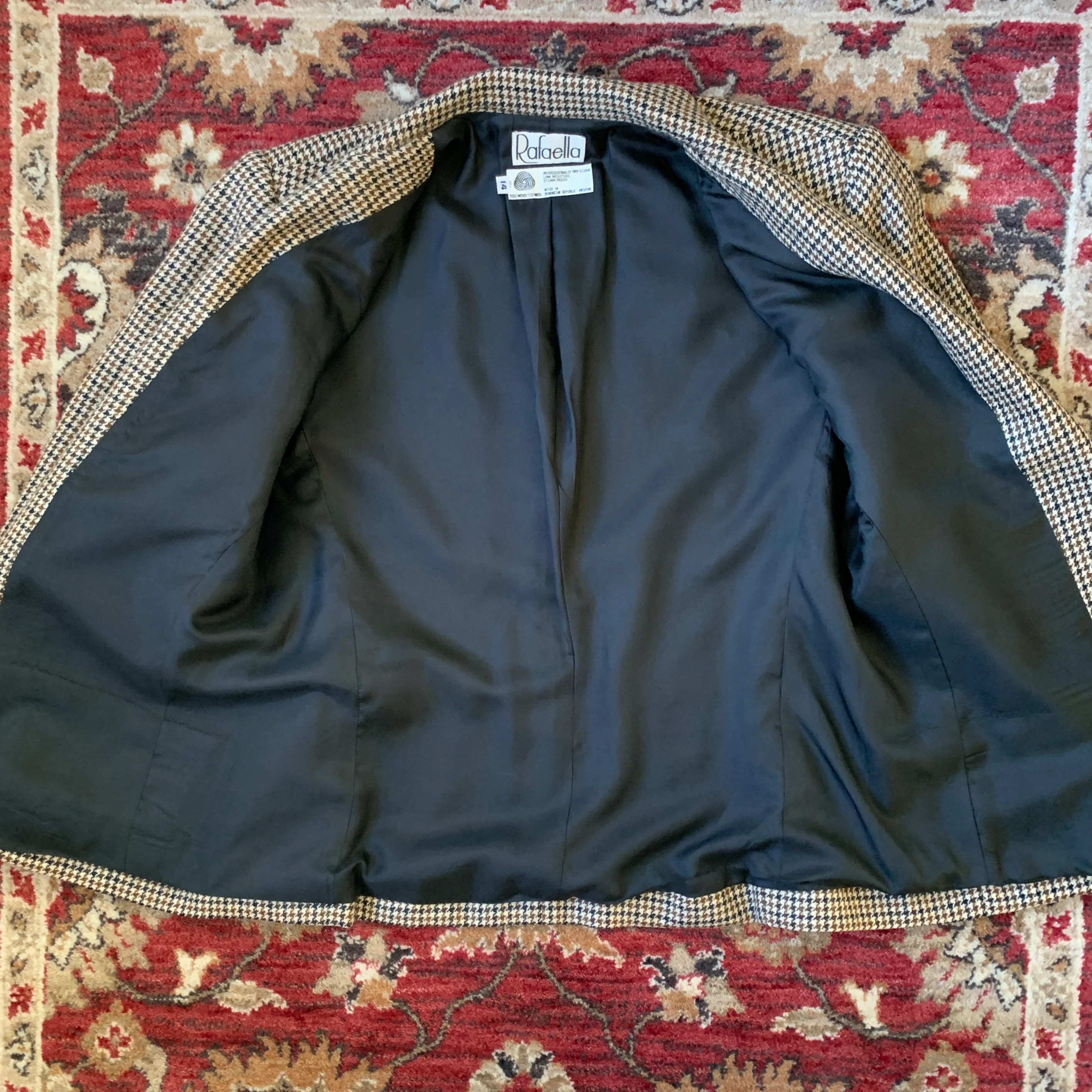 Brown Tan Black Houndstooth Wool Blazer By Rafaella - Image 13